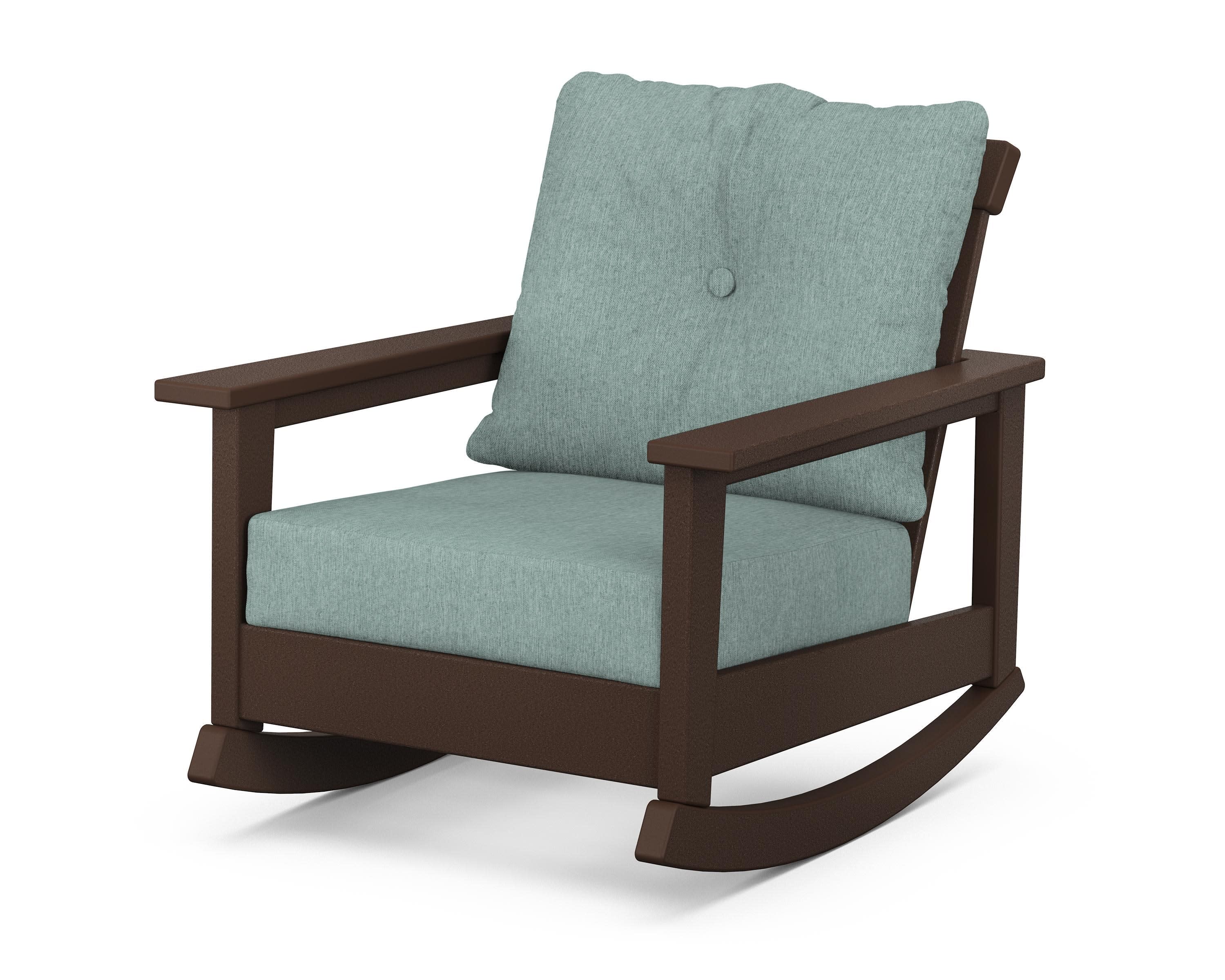 Prescott Deep Seating Rocking Chair in Mahogany / Glacier Spa
