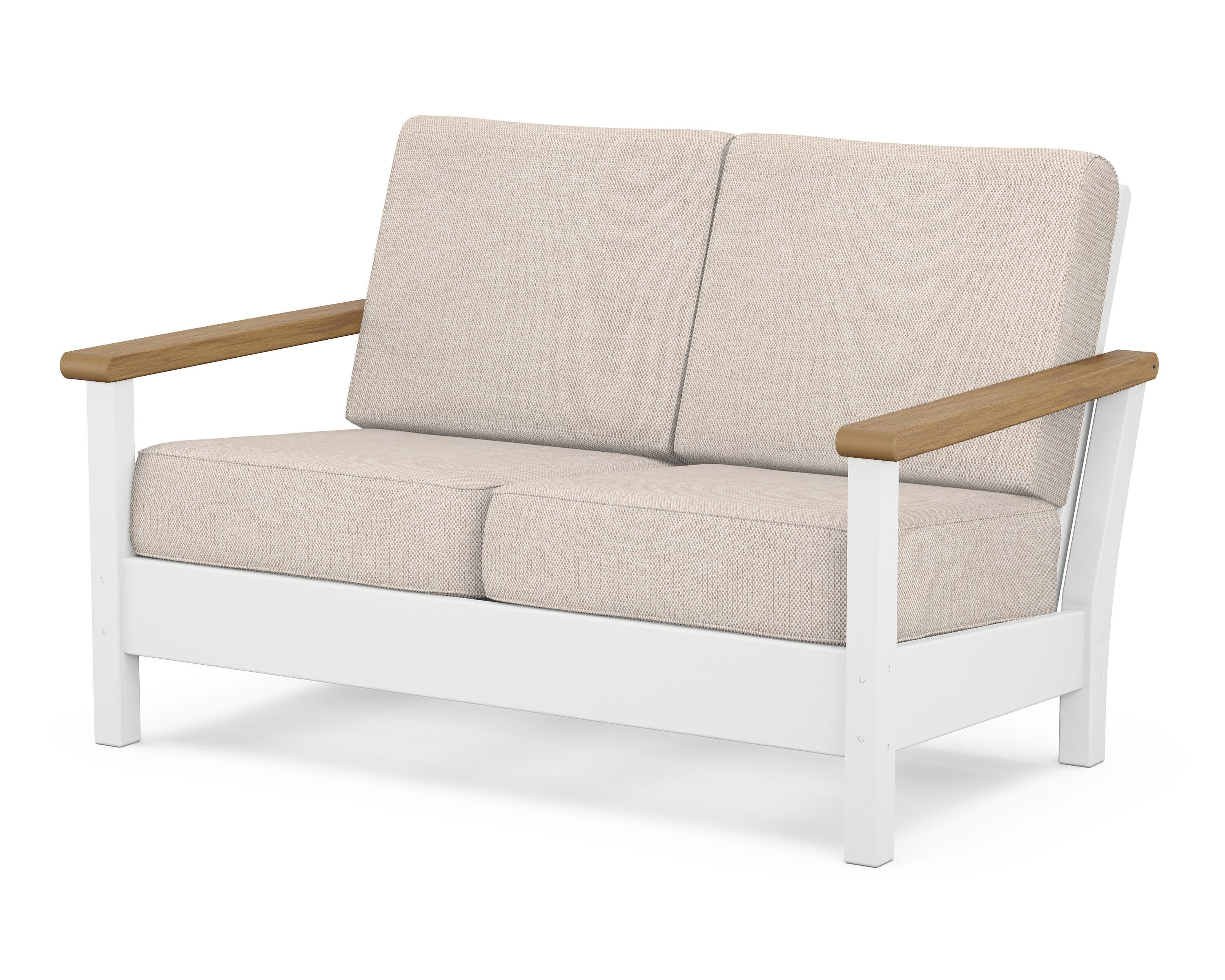 Harbour Deep Seating Loveseat in White / Natural / Blend Linen