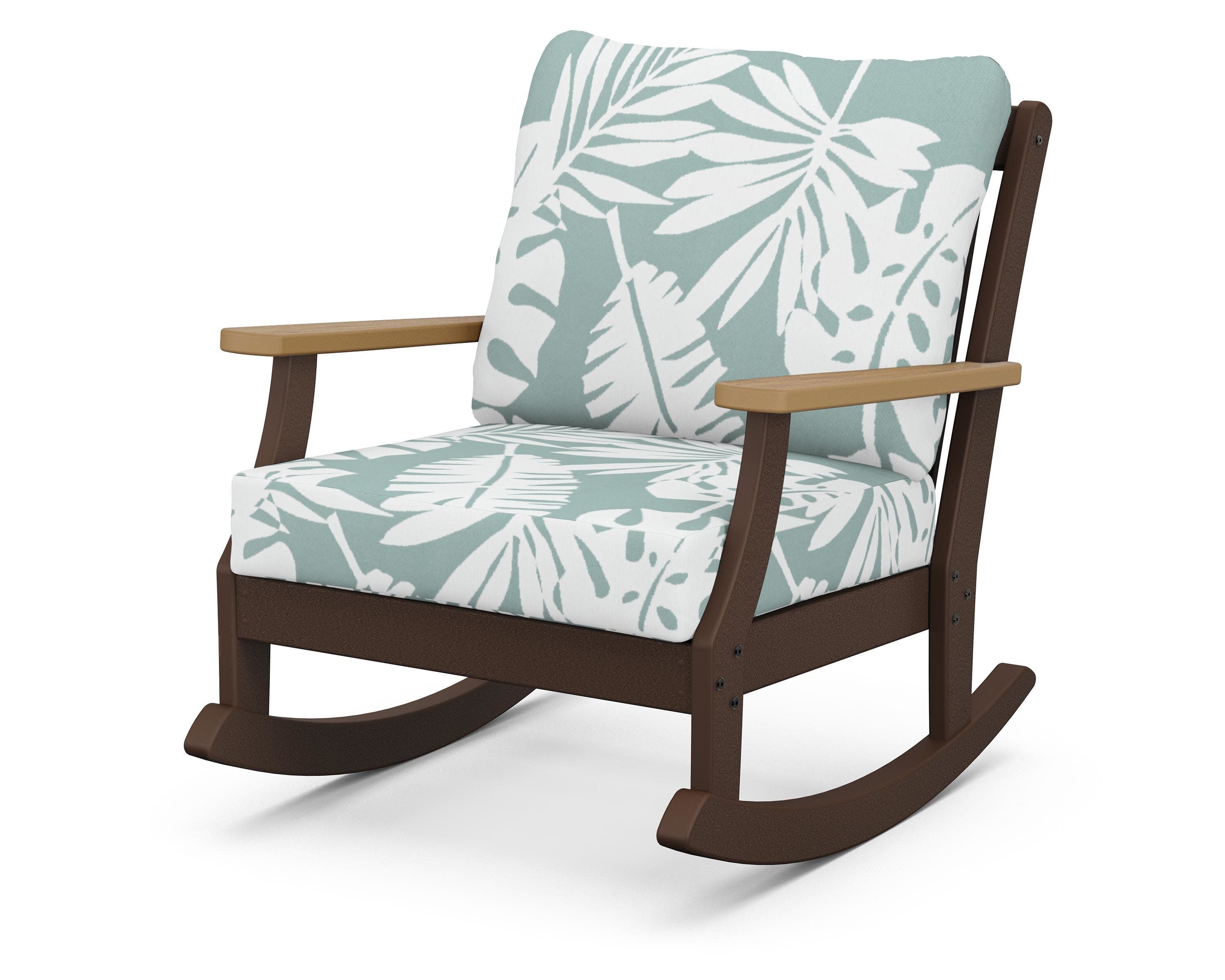 Braxton Deep Seating Rocking Chair in Mahogany / Natural / Leaf Glacier Spa