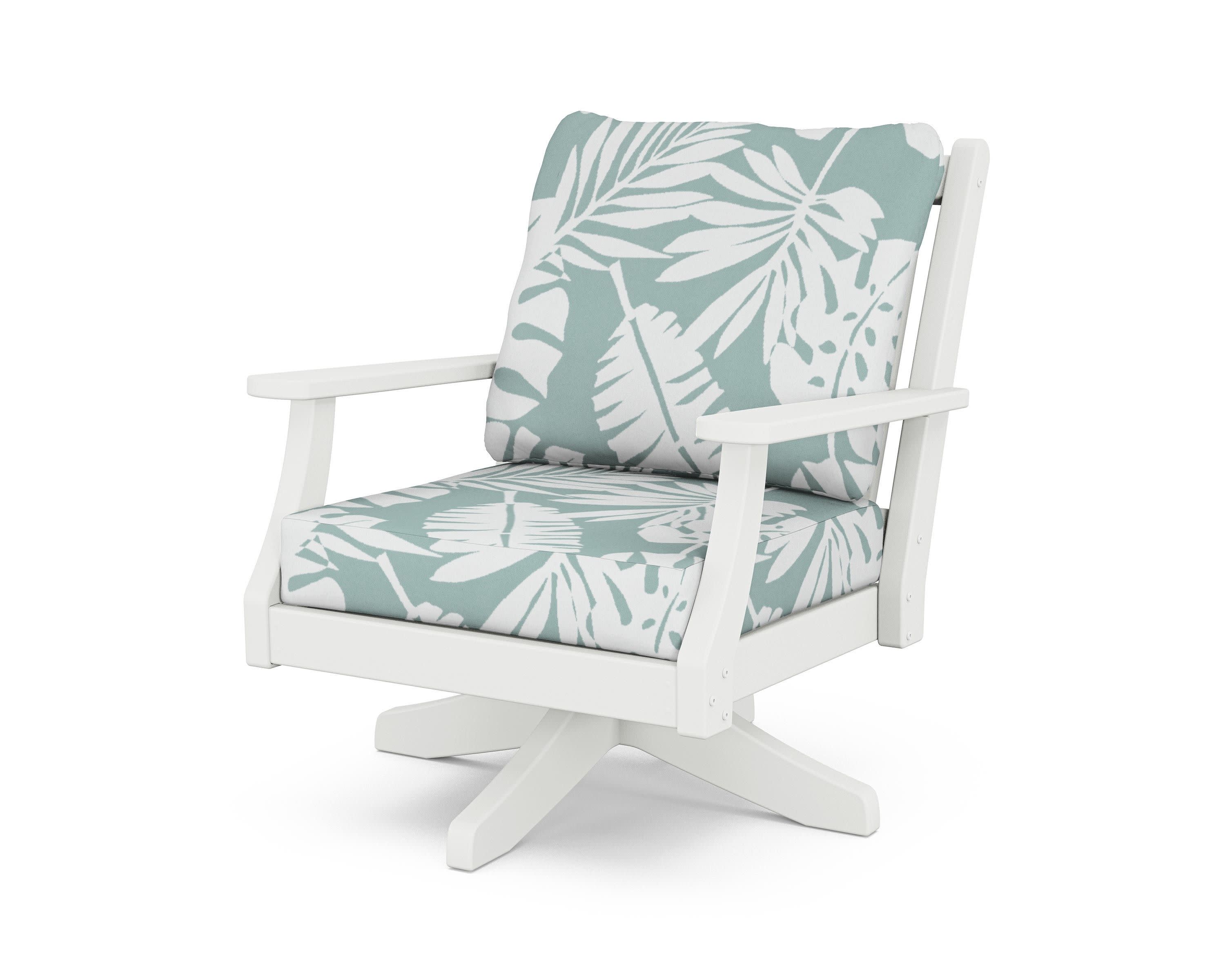 Wovendale Deep Seating Swivel Chair in White / Leaf Glacier Spa