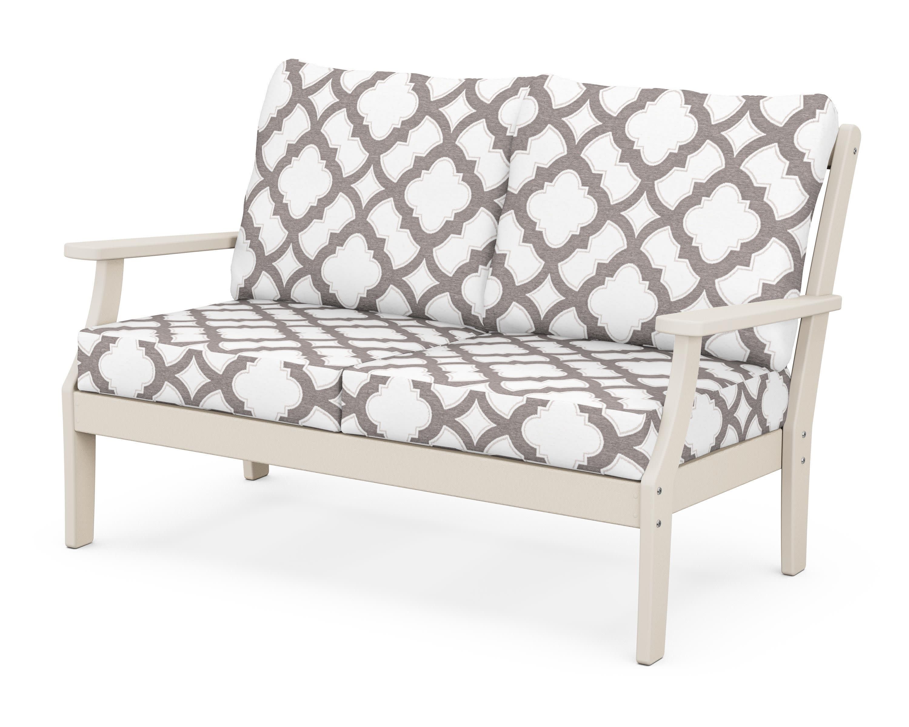 Braxton Deep Seating Loveseat in Sand / Trellis Grey Mist