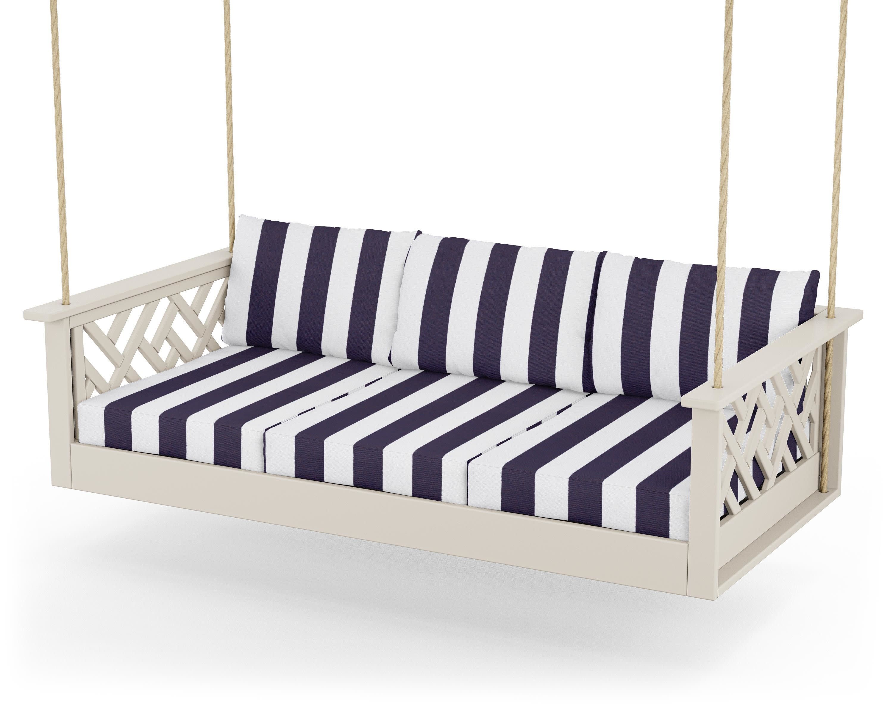 Chippendale Daybed Swing in Sand / Cabana Stripe Navy