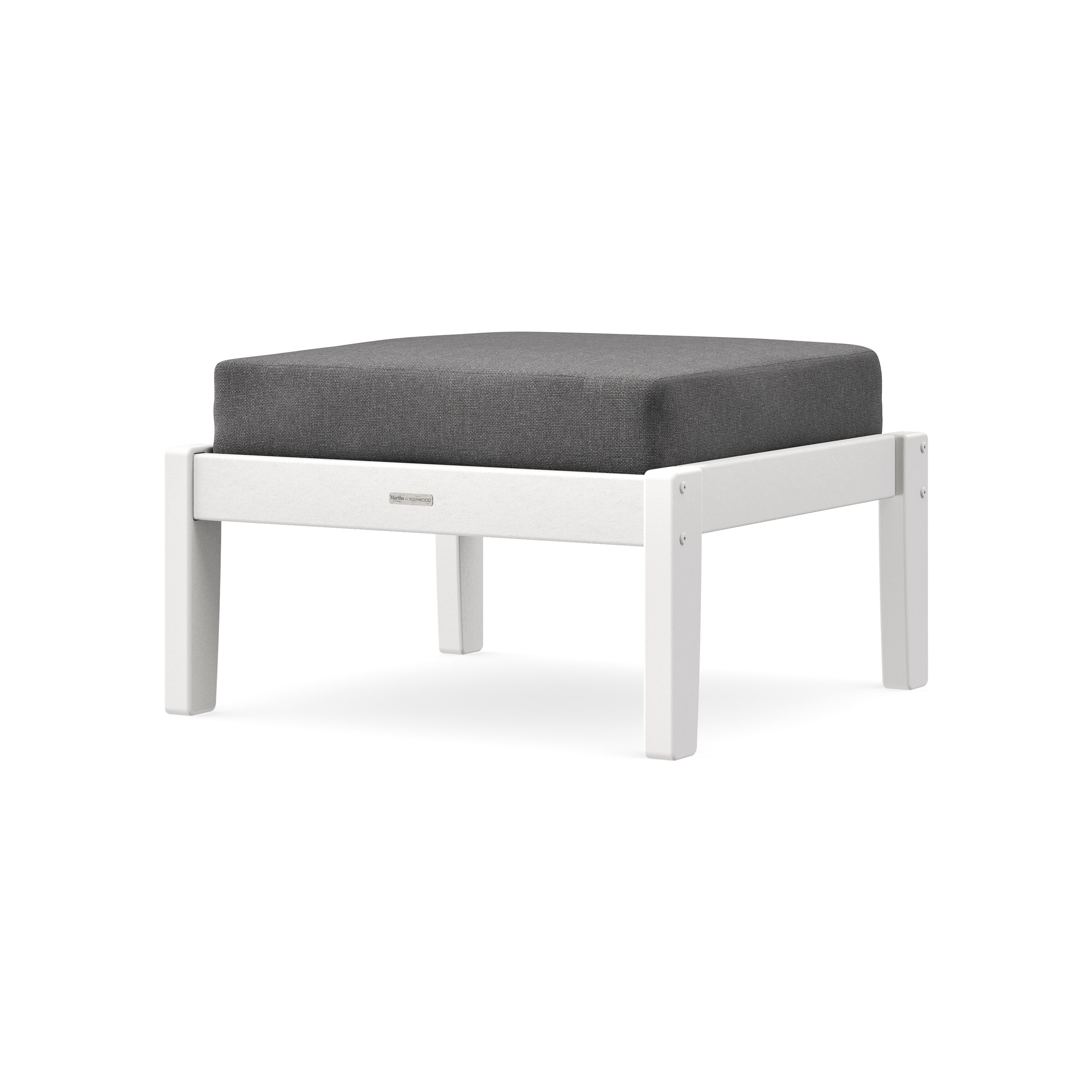 Chinoiserie Deep Seating Ottoman in White / Ash Charcoal