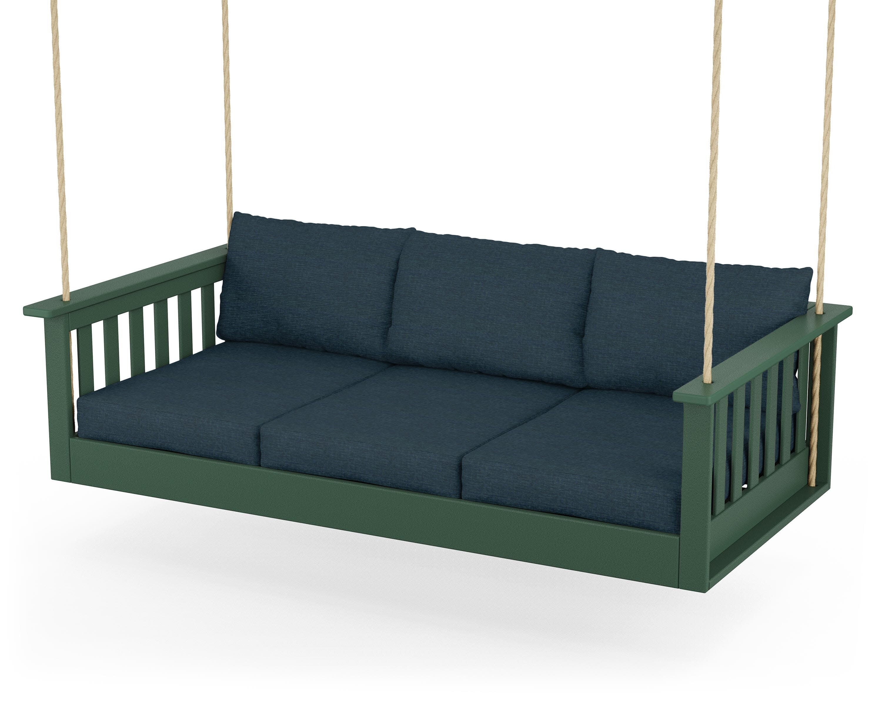 Vineyard Daybed Swing in Green / Platform Indigo