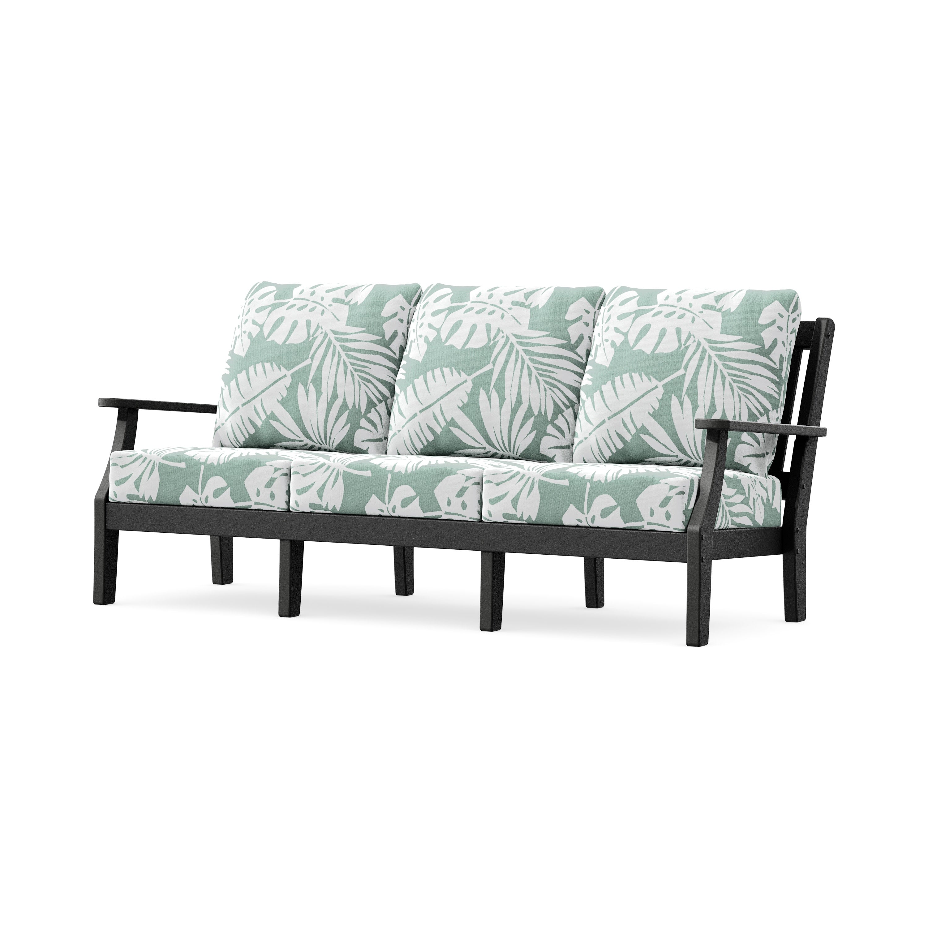Chinoiserie Deep Seating Sofa in Black / Leaf Glacier Spa