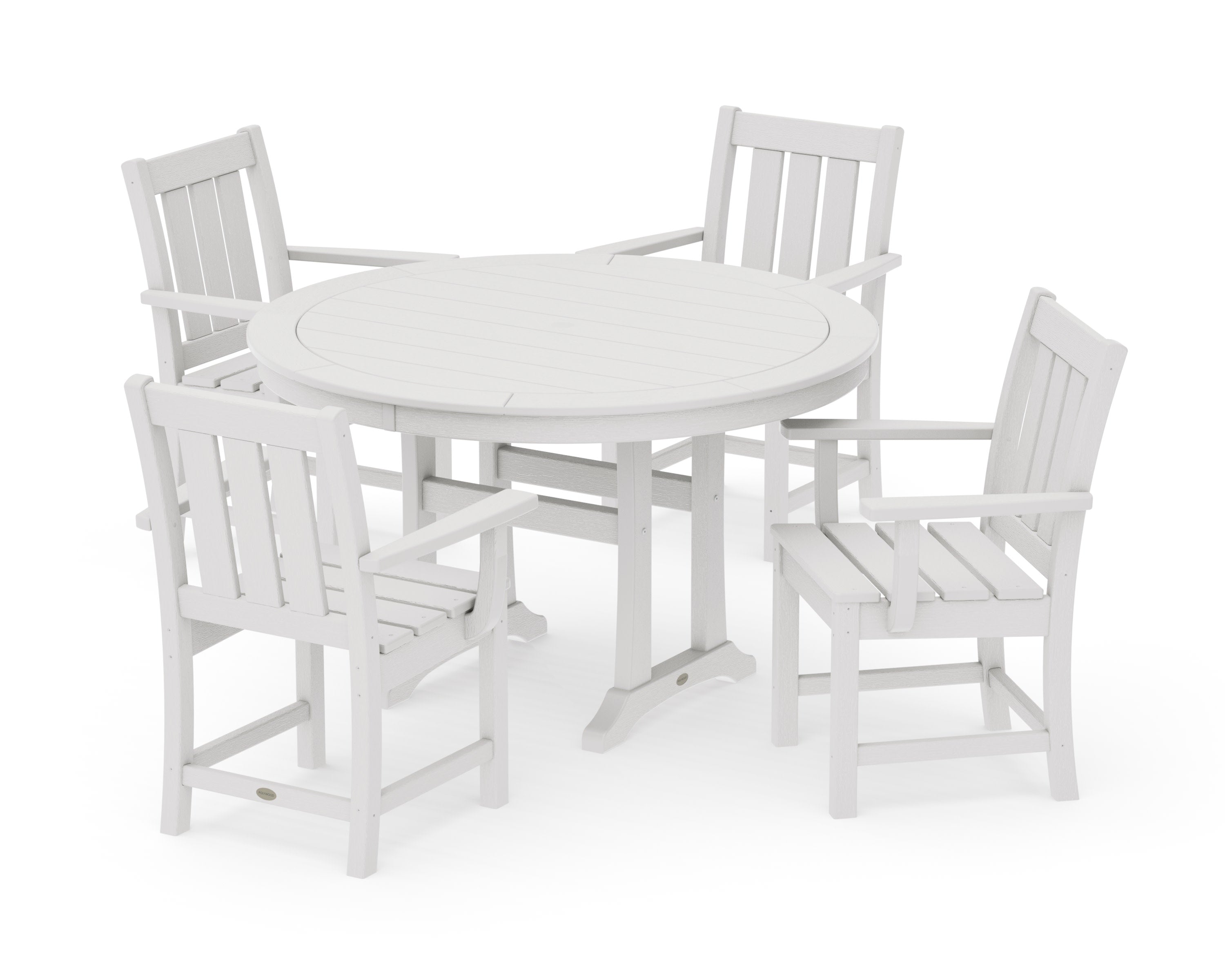 Oxford 5-Piece Round Dining Set with Trestle Legs in Vintage White