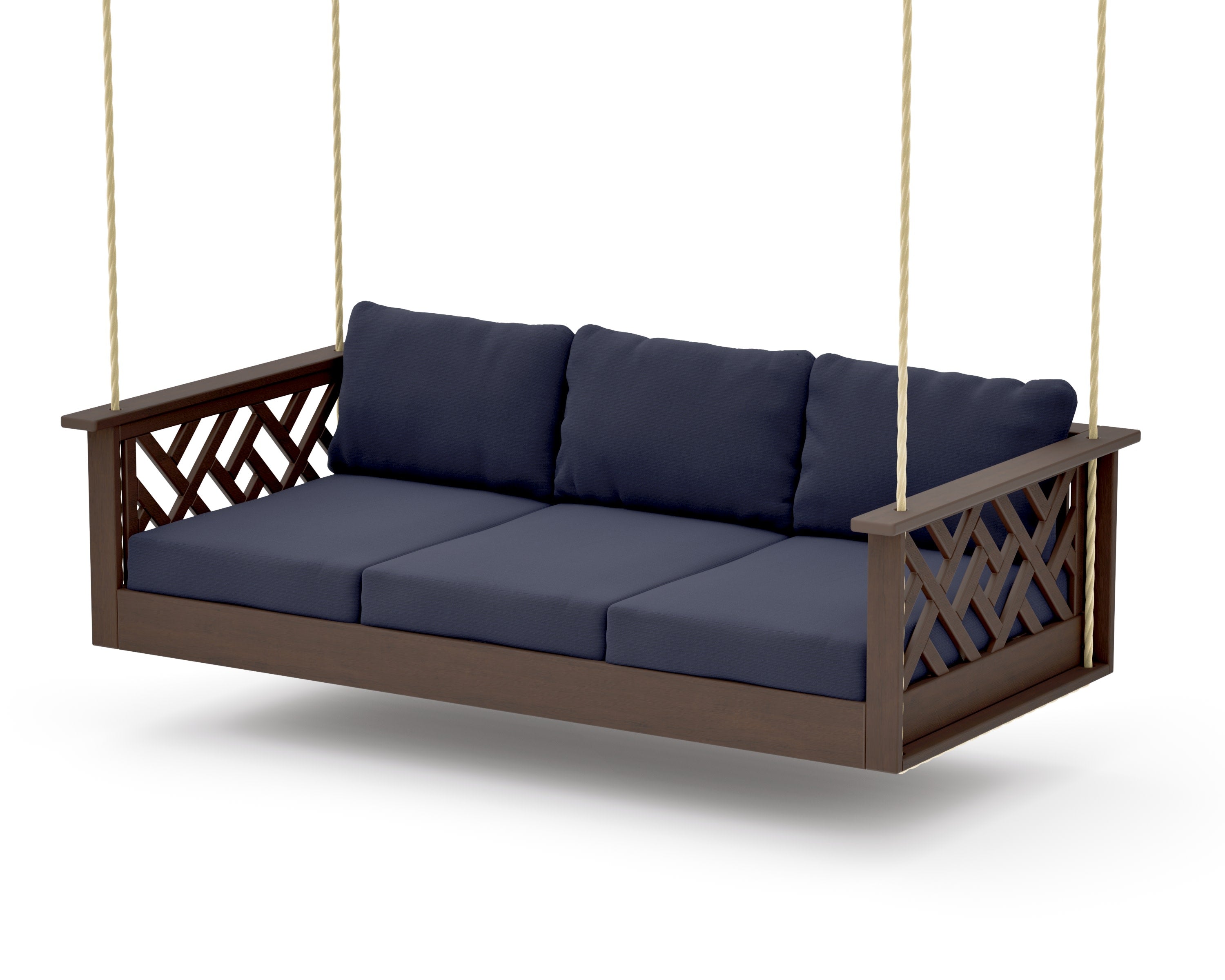 Chippendale Daybed Swing in Kona / Navy Linen