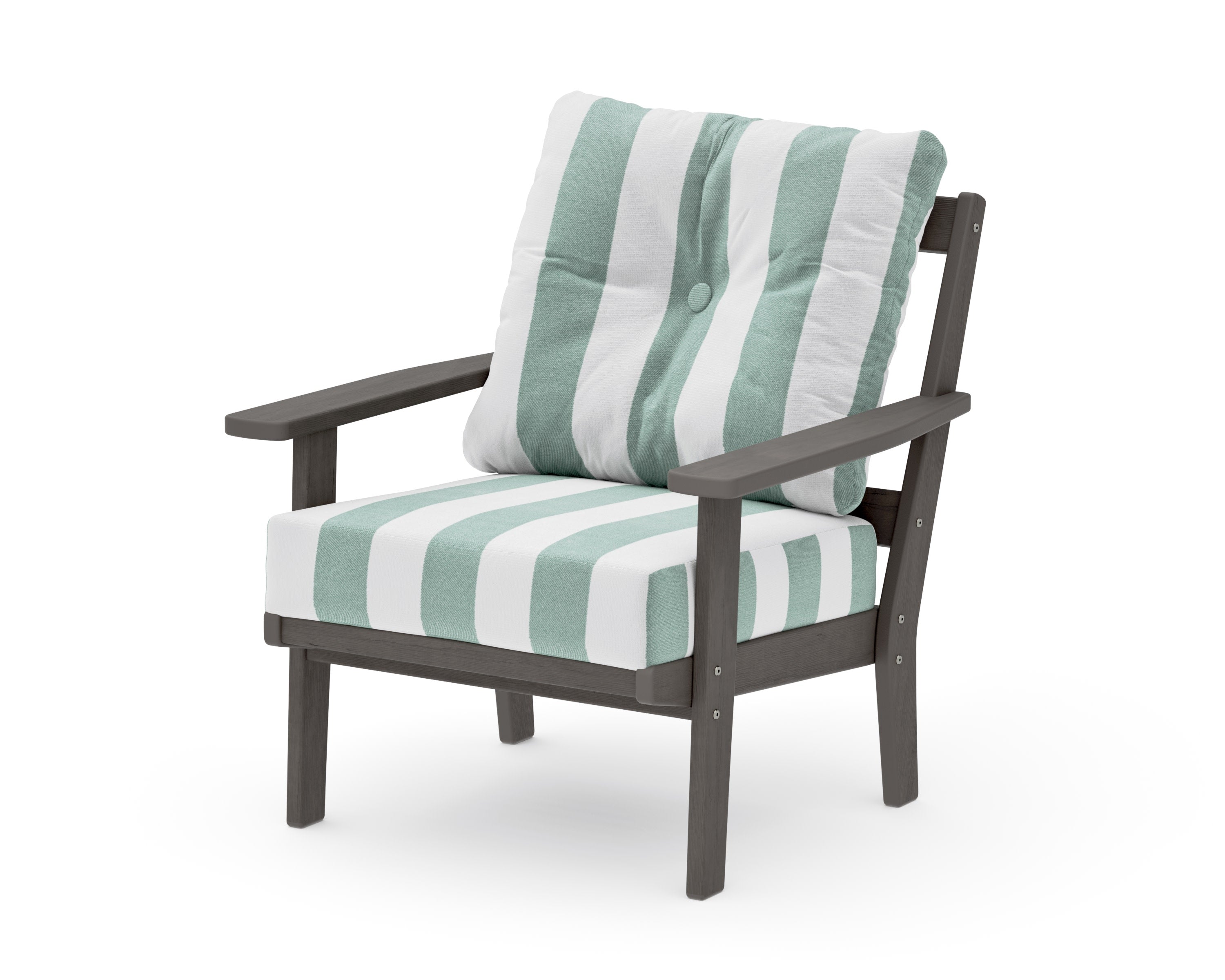 Oxford Deep Seating Chair in Driftwood / Cabana Stripe Glacier Spa