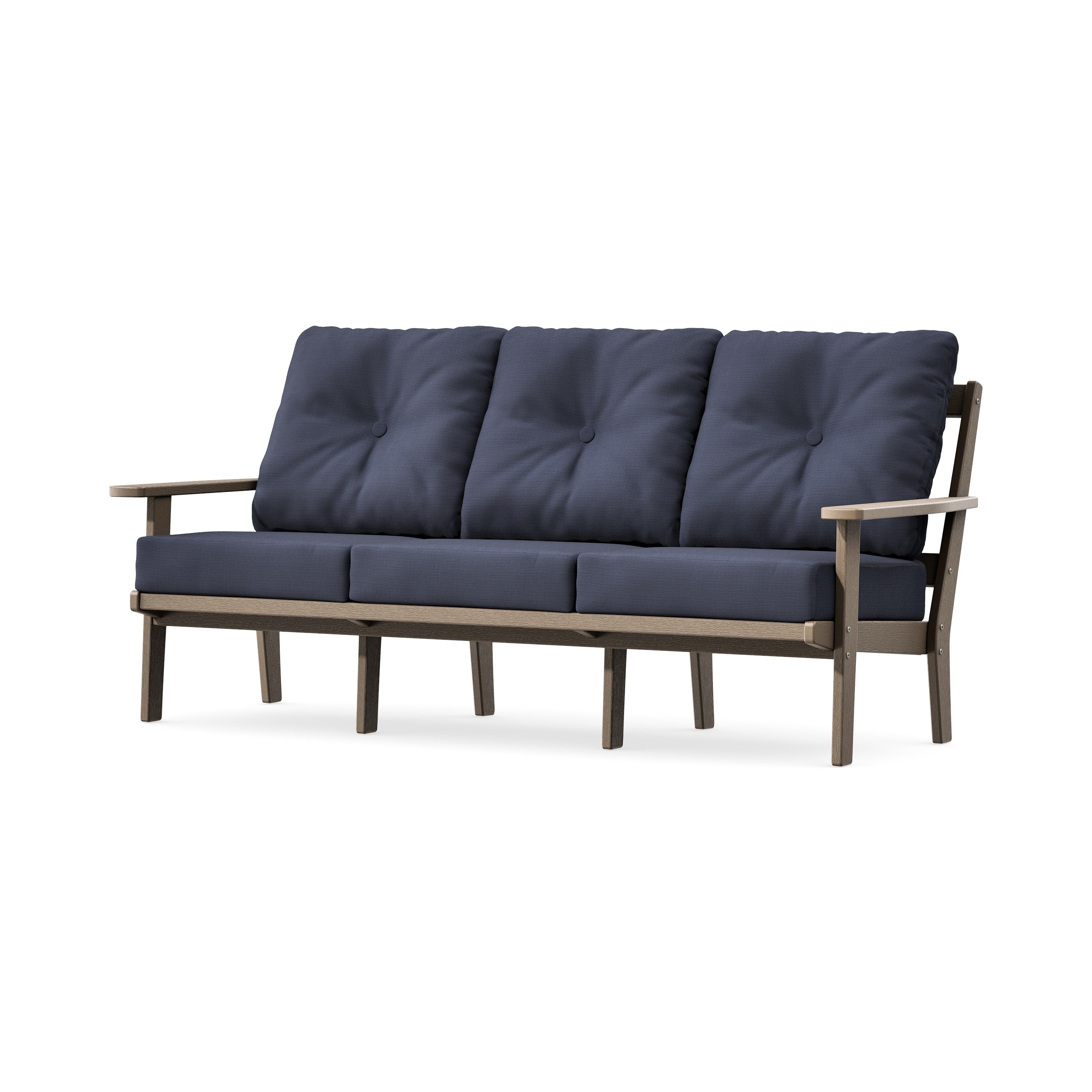 PrairieDeep Seating Sofa in Vintage Sahara / Navy Linen