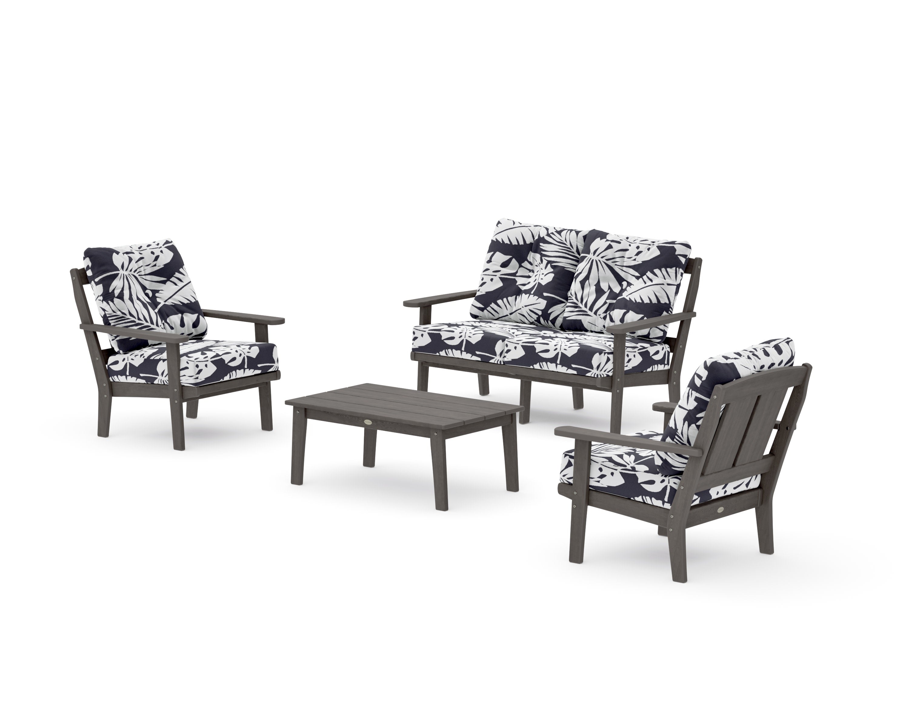 Mission 4-Piece Deep Seating Set with Loveseat in Driftwood / Leaf Navy