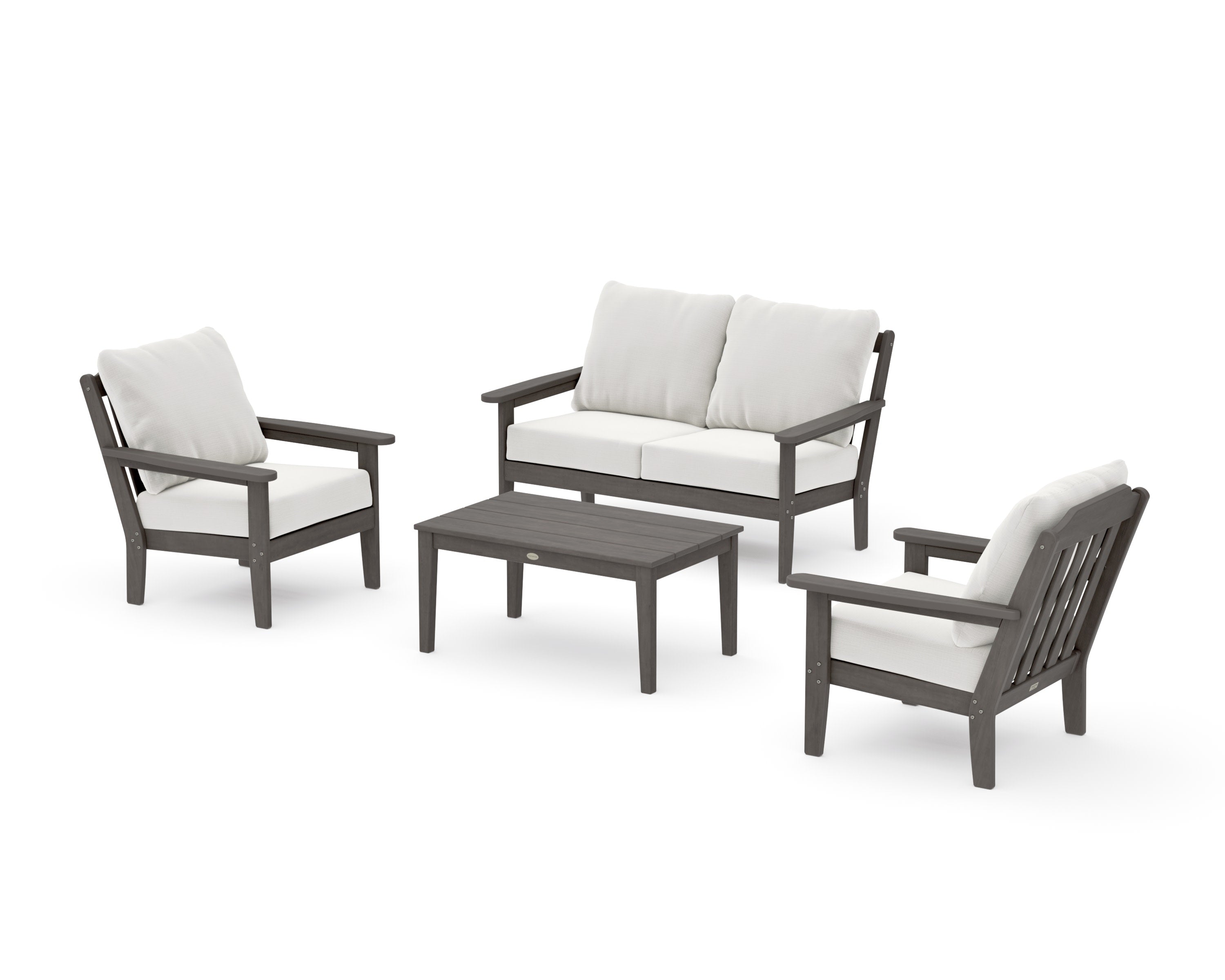 Cottage 4-Piece Deep Seating Set with Loveseat in Driftwood / Natural Linen