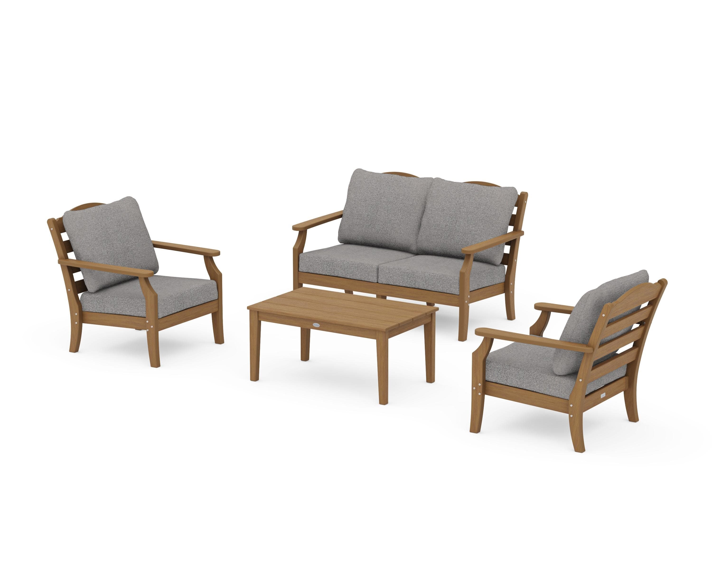 Savannah 4-Piece Deep Seating Set with Loveseat in Natural / Grey Mist