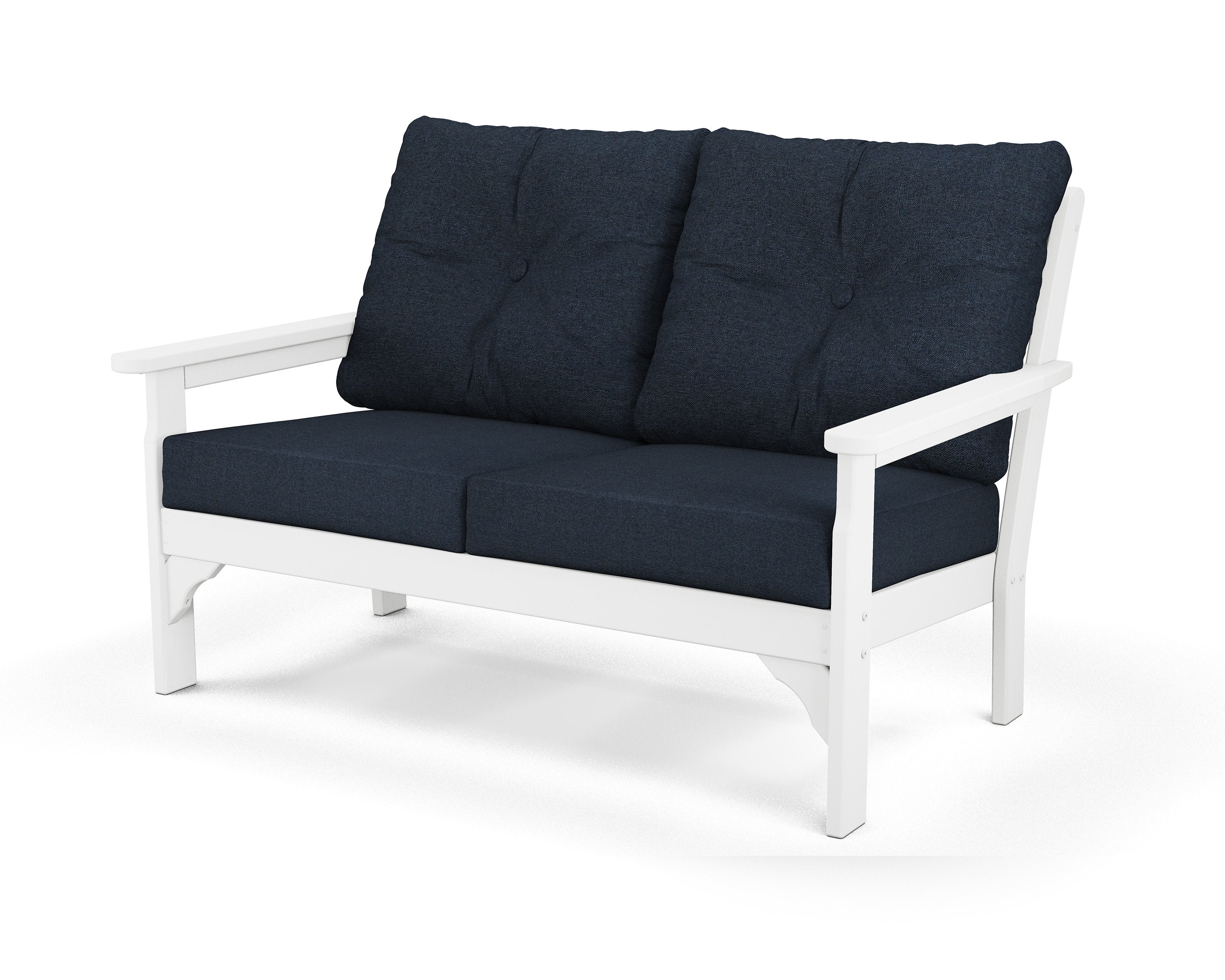 Vineyard Deep Seating Loveseat in White / Marine Indigo