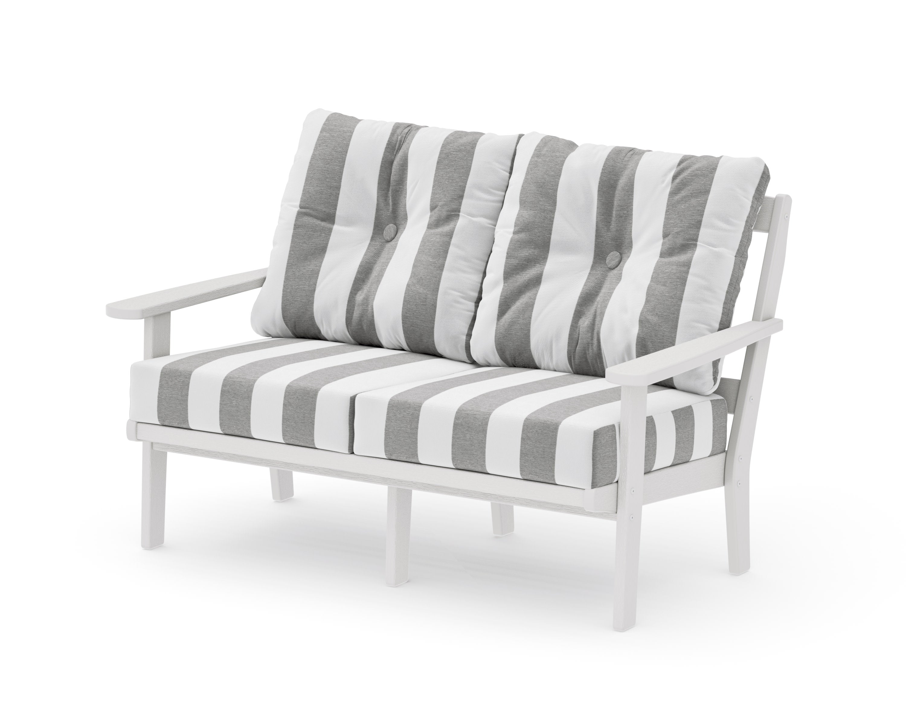 Mission Deep SeatingLoveseat in Vintage White / Cabana Stripe Grey Mist