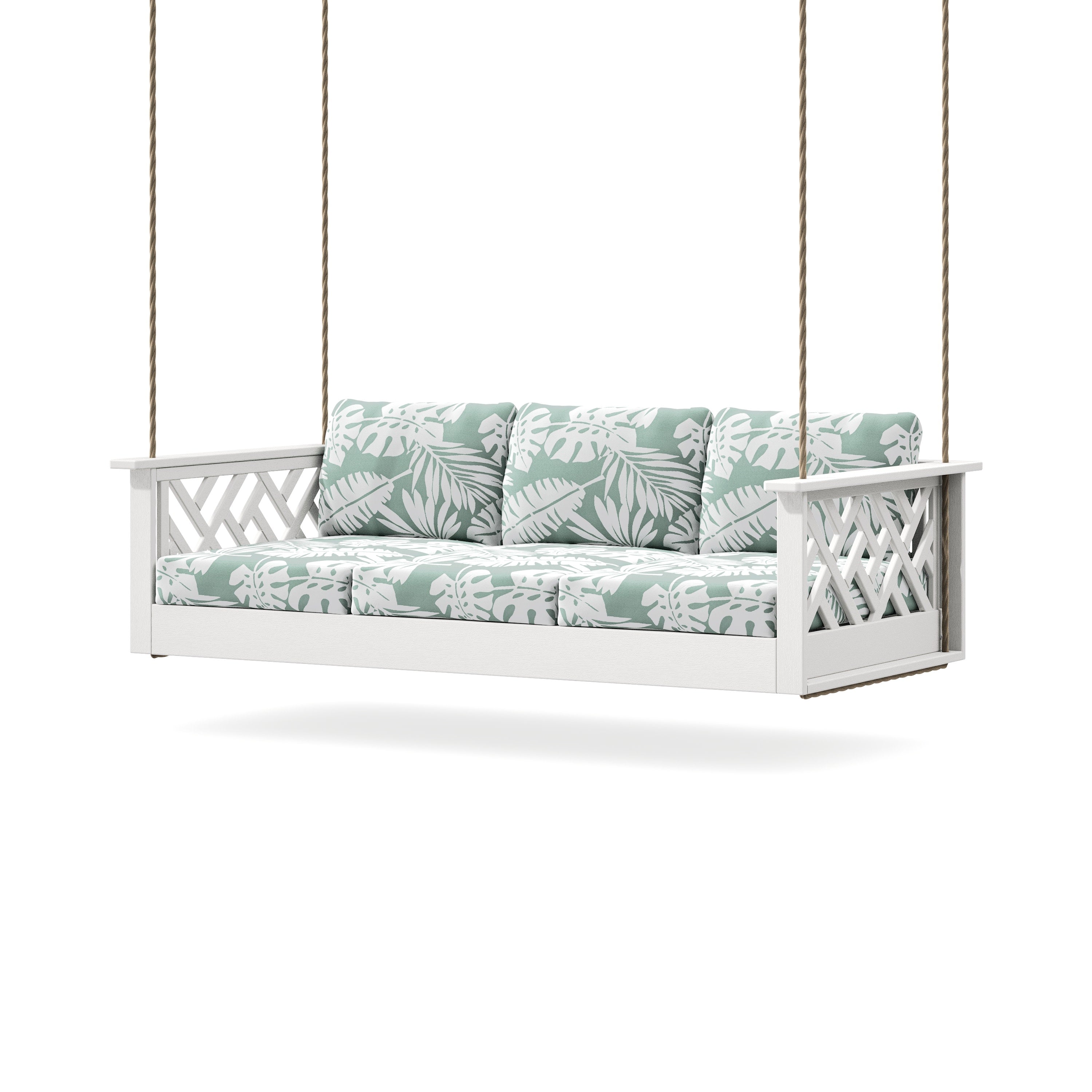 Chippendale Daybed Swing in Vintage White / Leaf Glacier Spa