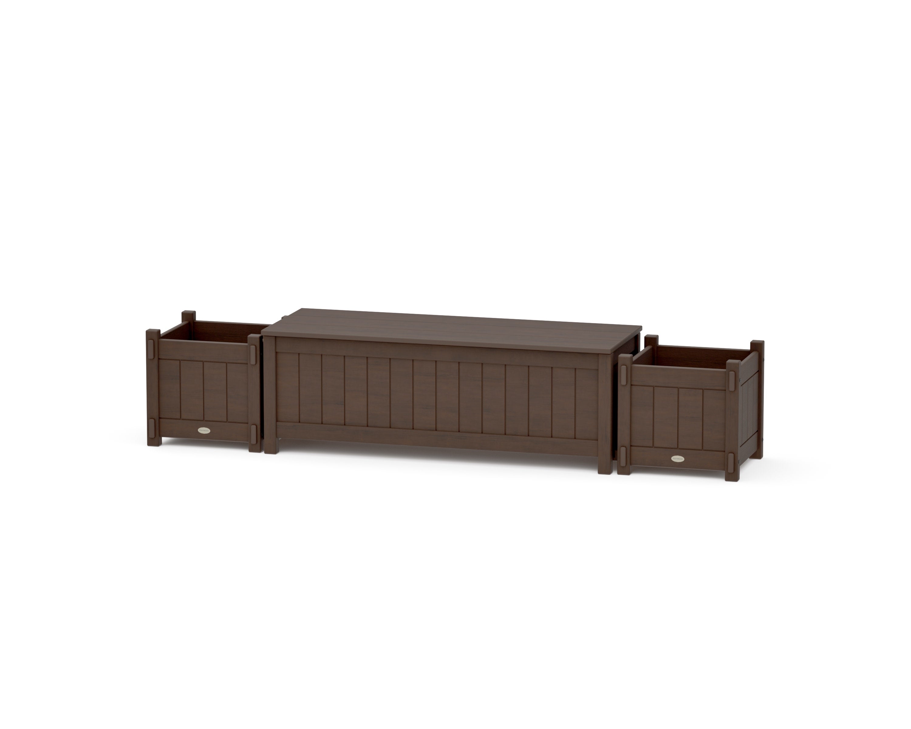 48" Vineyard Straight Planter Storage Bench Set in Kona