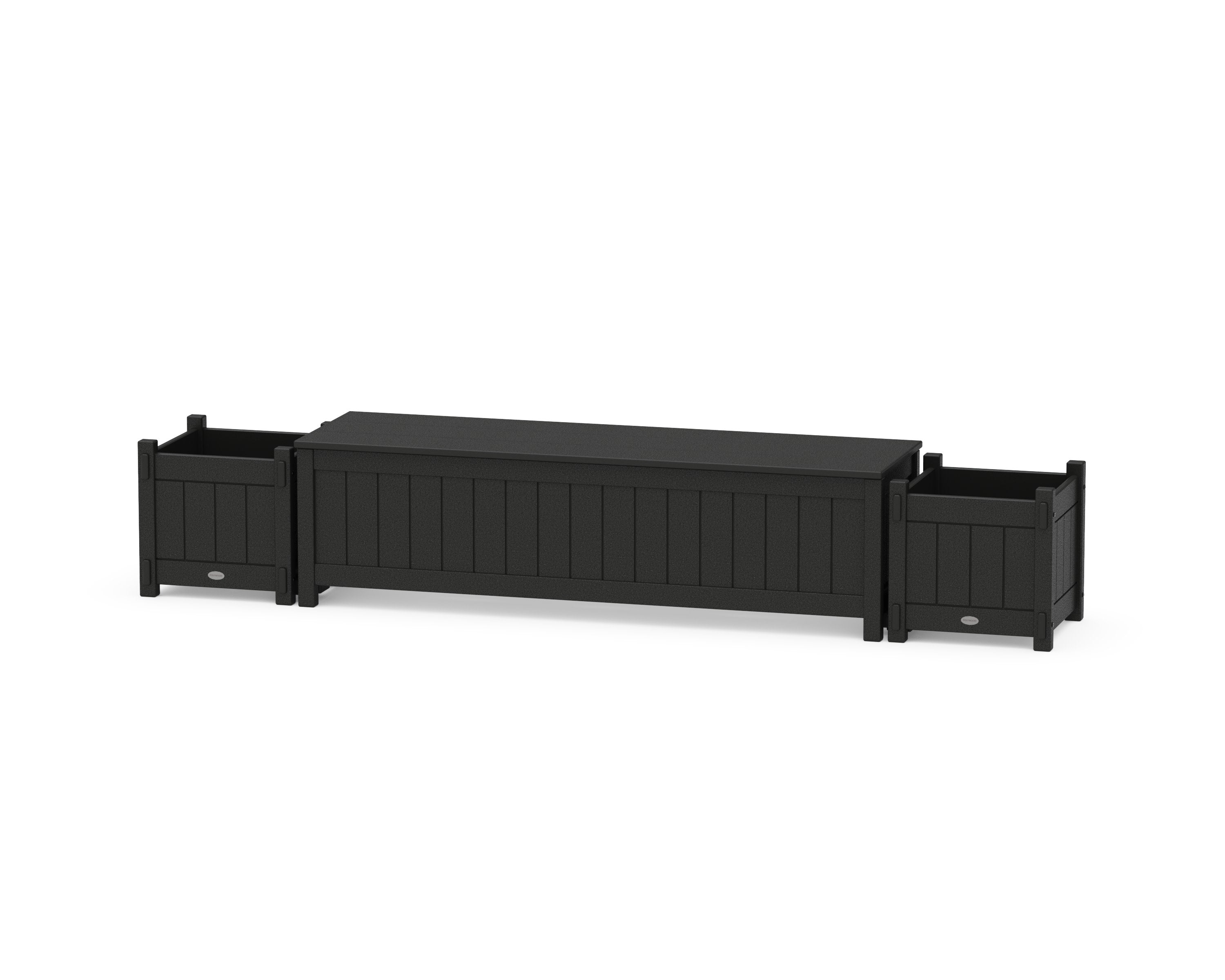60" Vineyard Straight Planter Storage Bench Set in Black