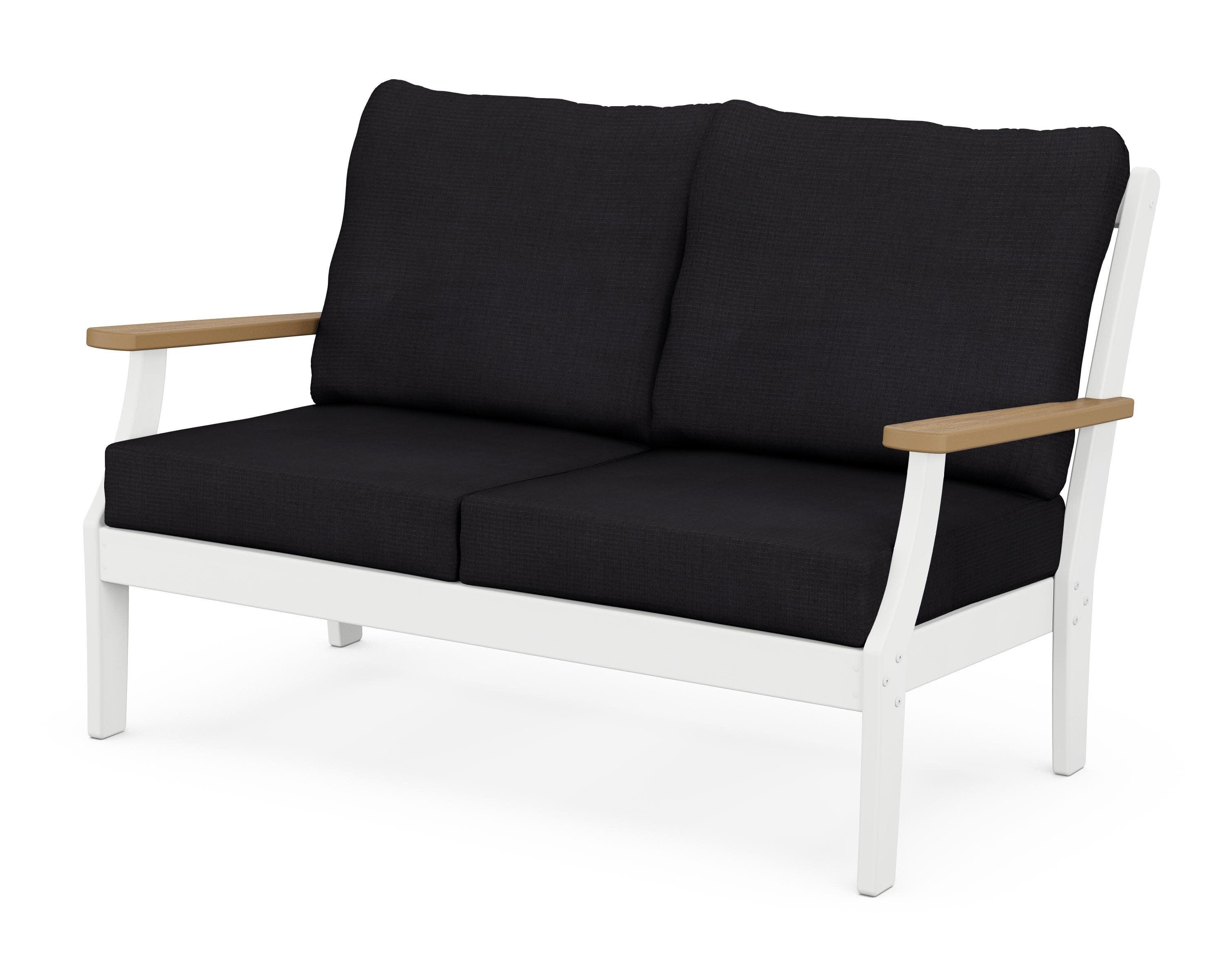Braxton Deep Seating Loveseat in White / Natural / Midnight Linen