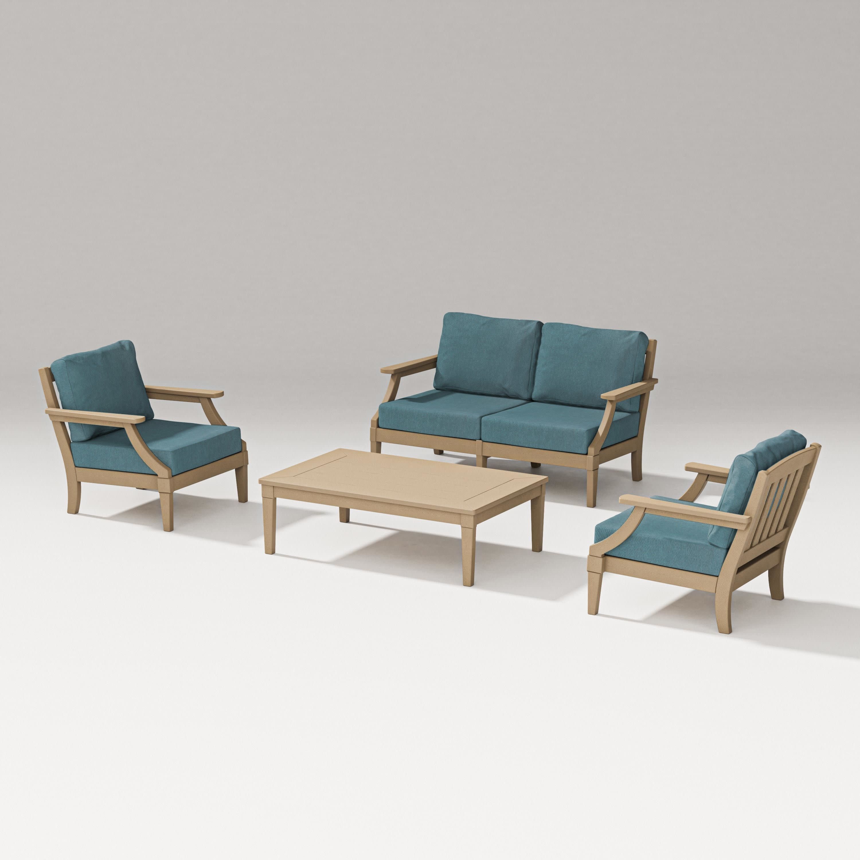 Estate Lounge 4-Piece Loveseat Set in Vintage Sahara / Ocean Teal