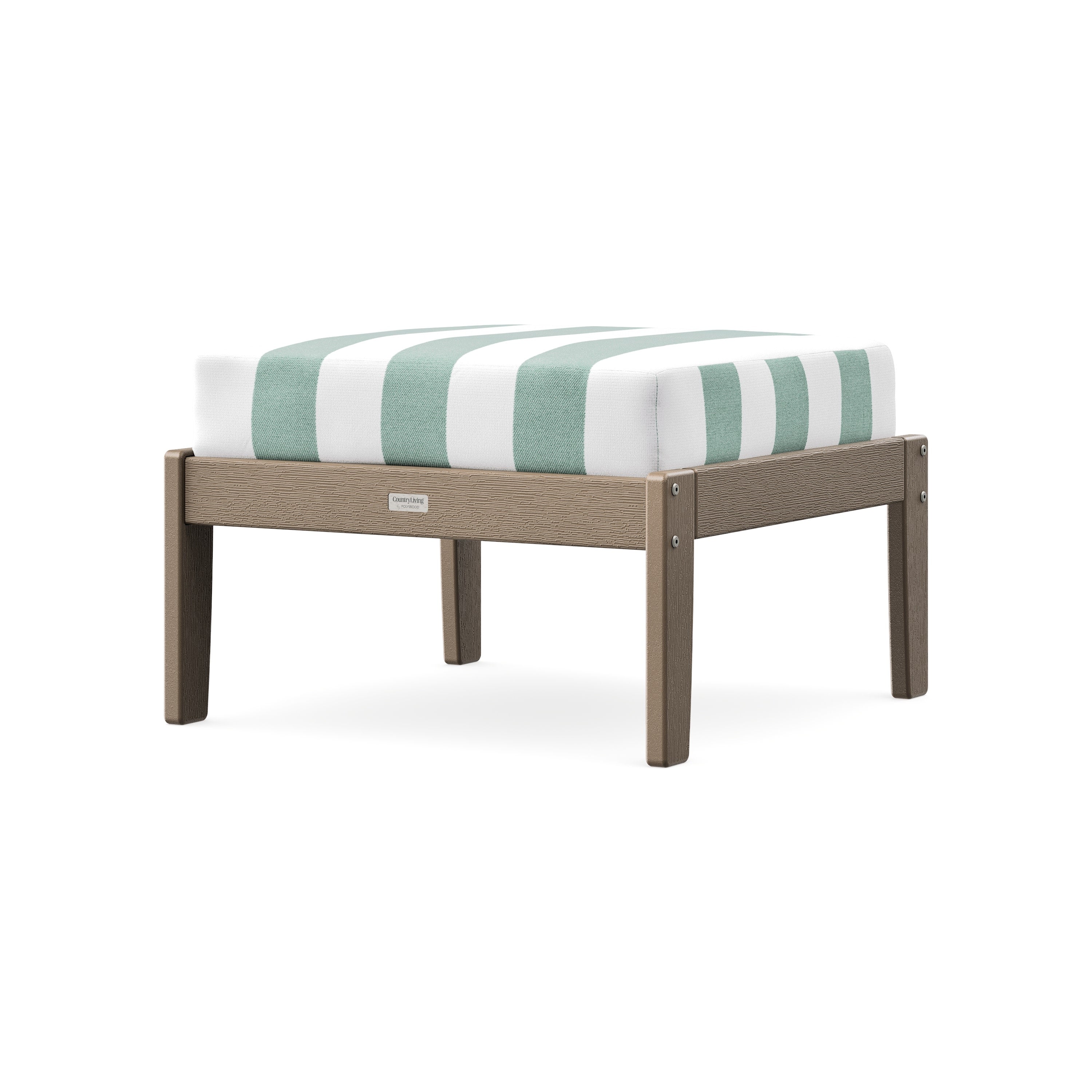 Cottage Deep Seating Ottoman in Vintage Sahara / Cabana Stripe Glacier Spa