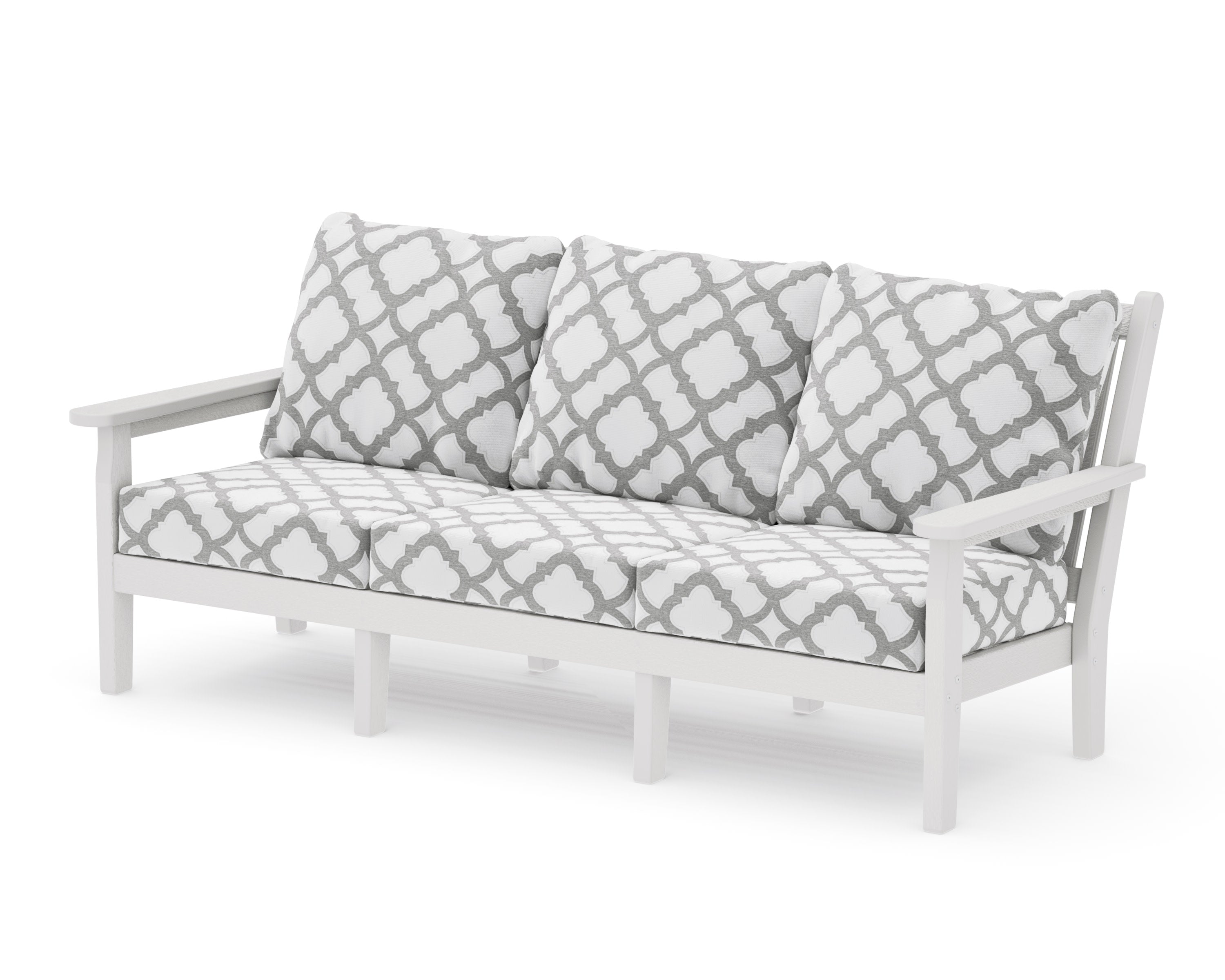 Chippendale Deep Seating Sofa in Vintage White / Trellis Grey Mist