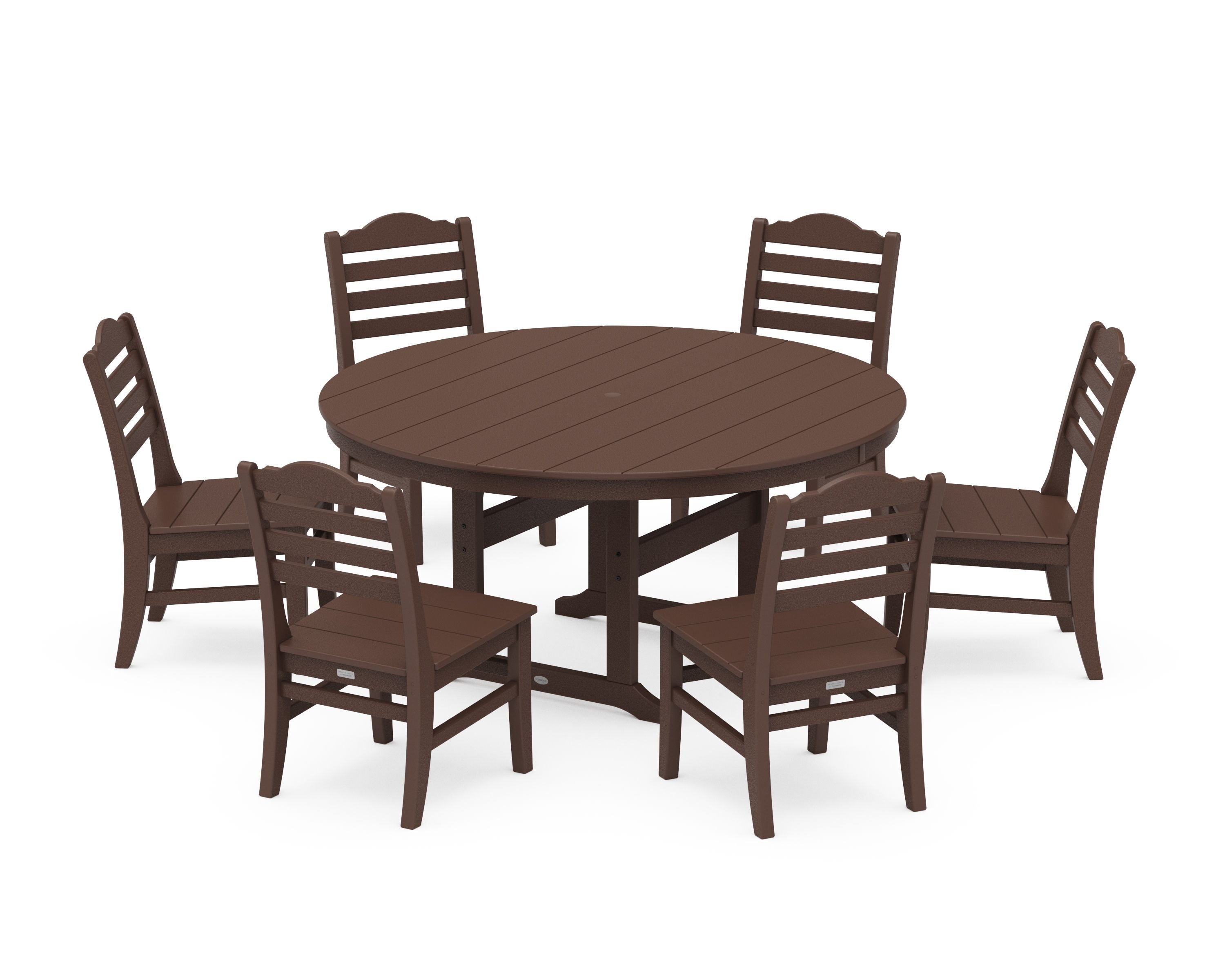 Savannah 7-Piece Side Chair Round Farmhouse Dining Set in Mahogany