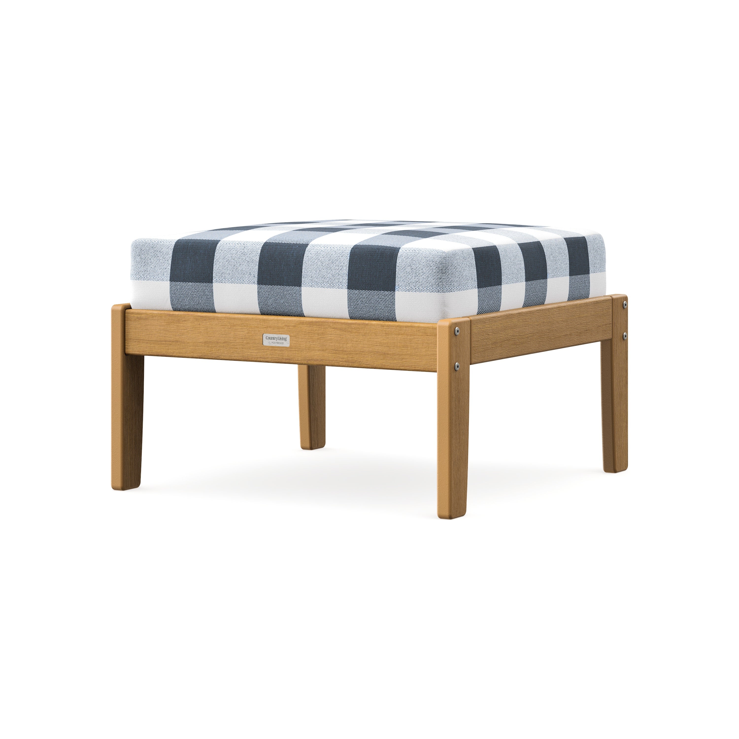 Cottage Deep Seating Ottoman in Natural / Buffalo Plaid Marine Indigo
