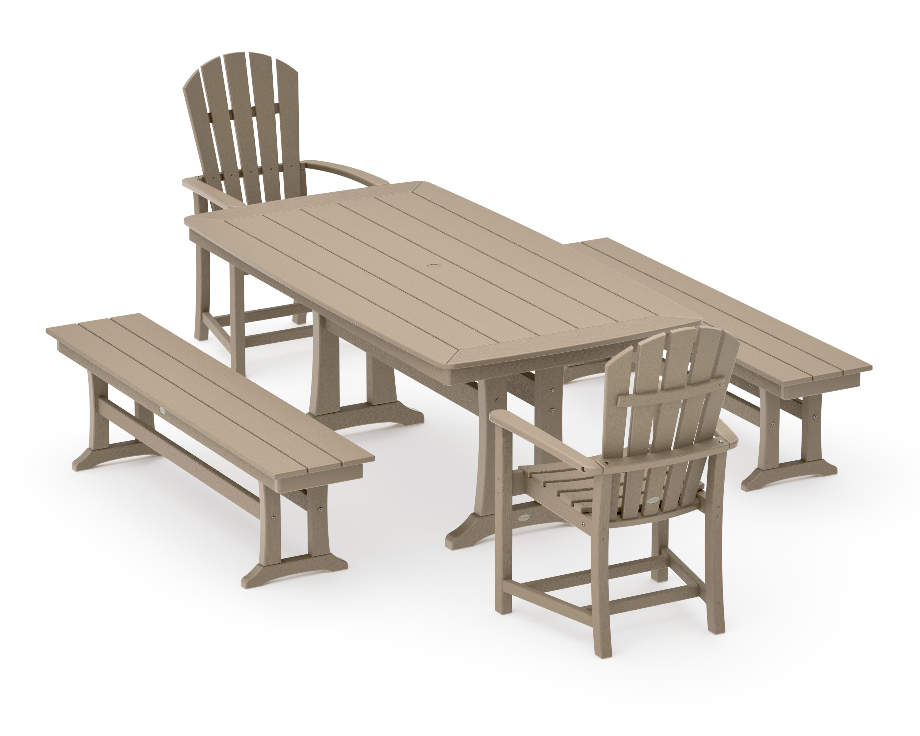 Palm Coast 5-Piece Dining Set with Trestle Legs in Vintage Sahara