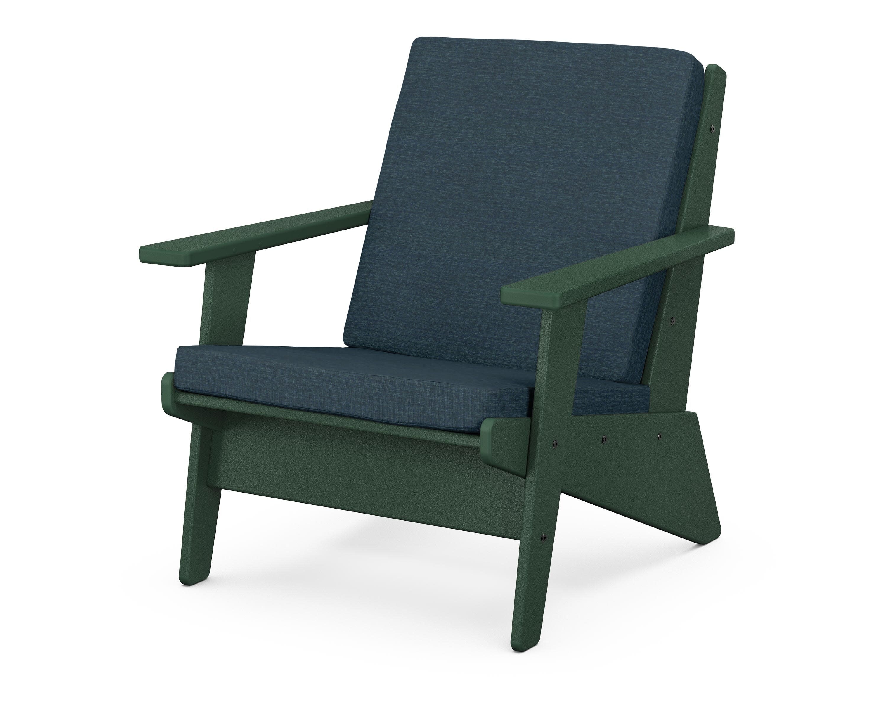 Riviera Modern Lounge Chair in Green / Platform Indigo