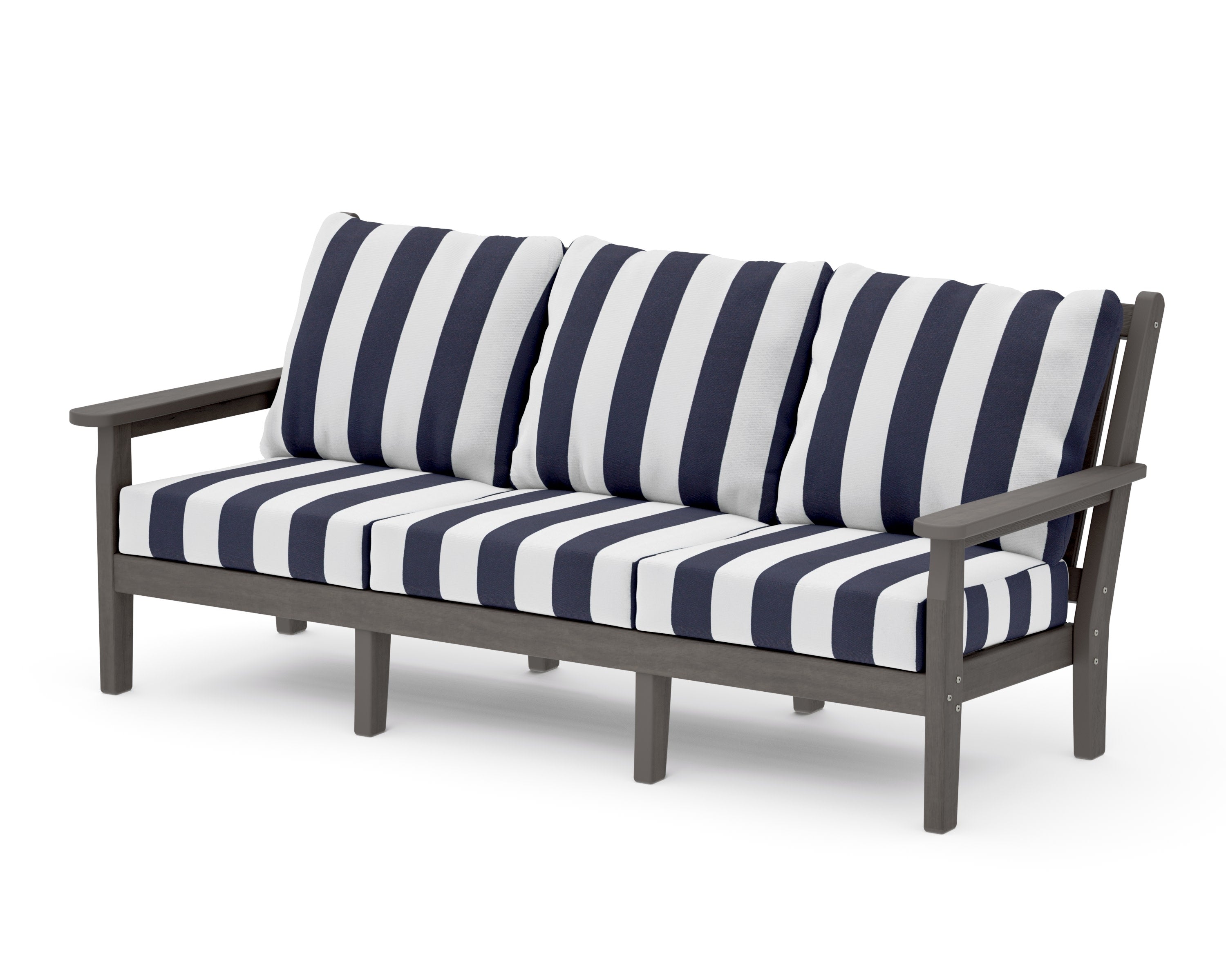 Chippendale Deep Seating Sofa in Driftwood / Cabana Stripe Navy