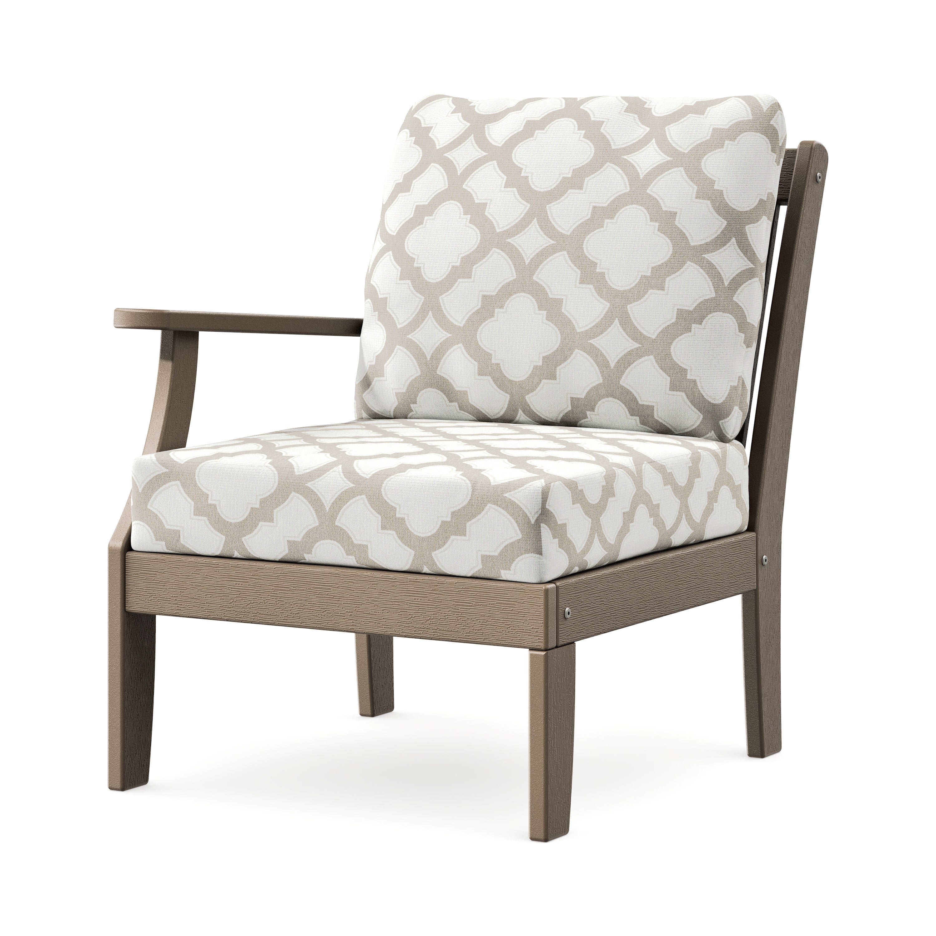 Braxton Modular Left Arm Chair in Vintage Sahara / Trellis Dune Burlap
