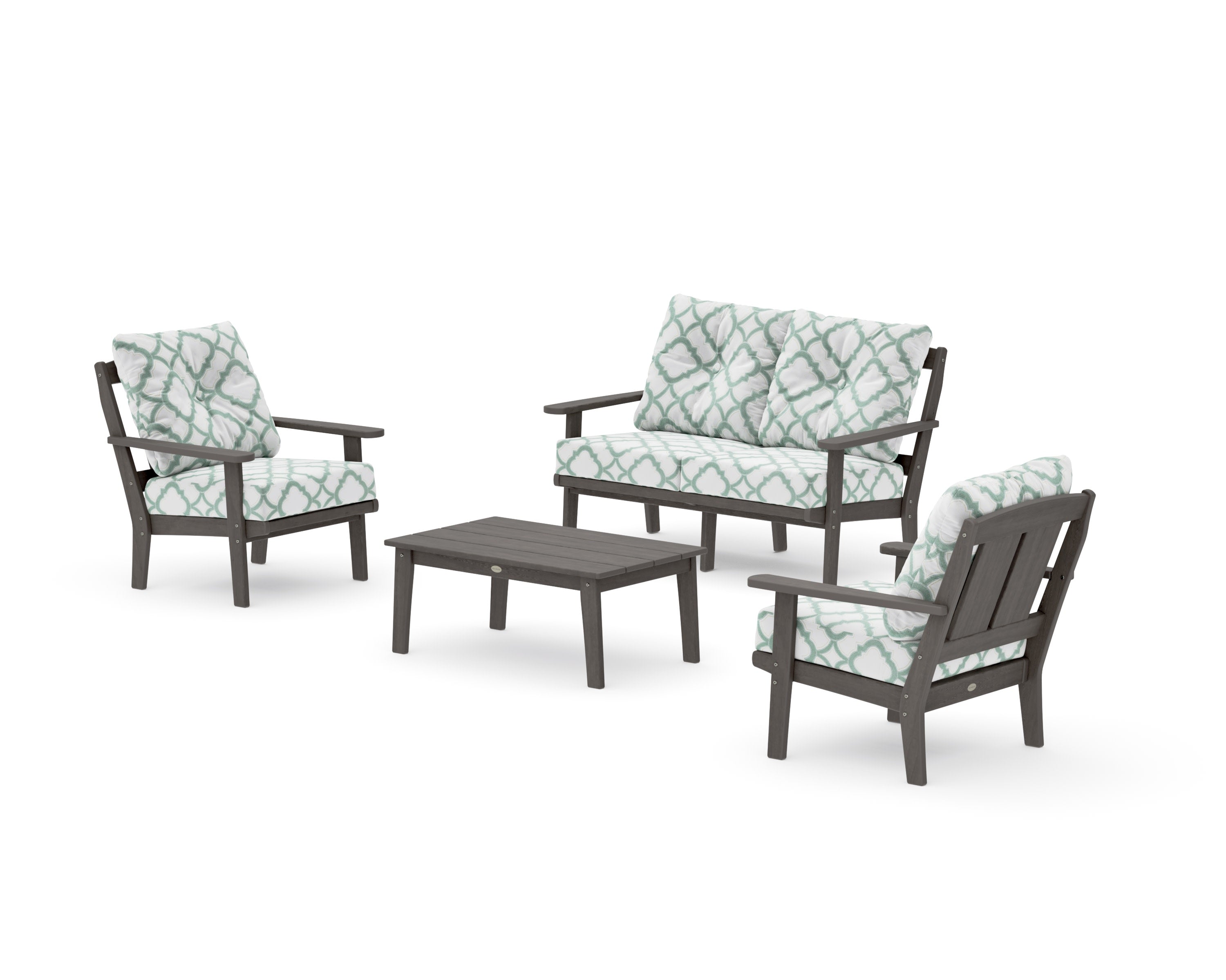 Mission 4-Piece Deep Seating Set with Loveseat in Driftwood / Trellis Glacier Spa
