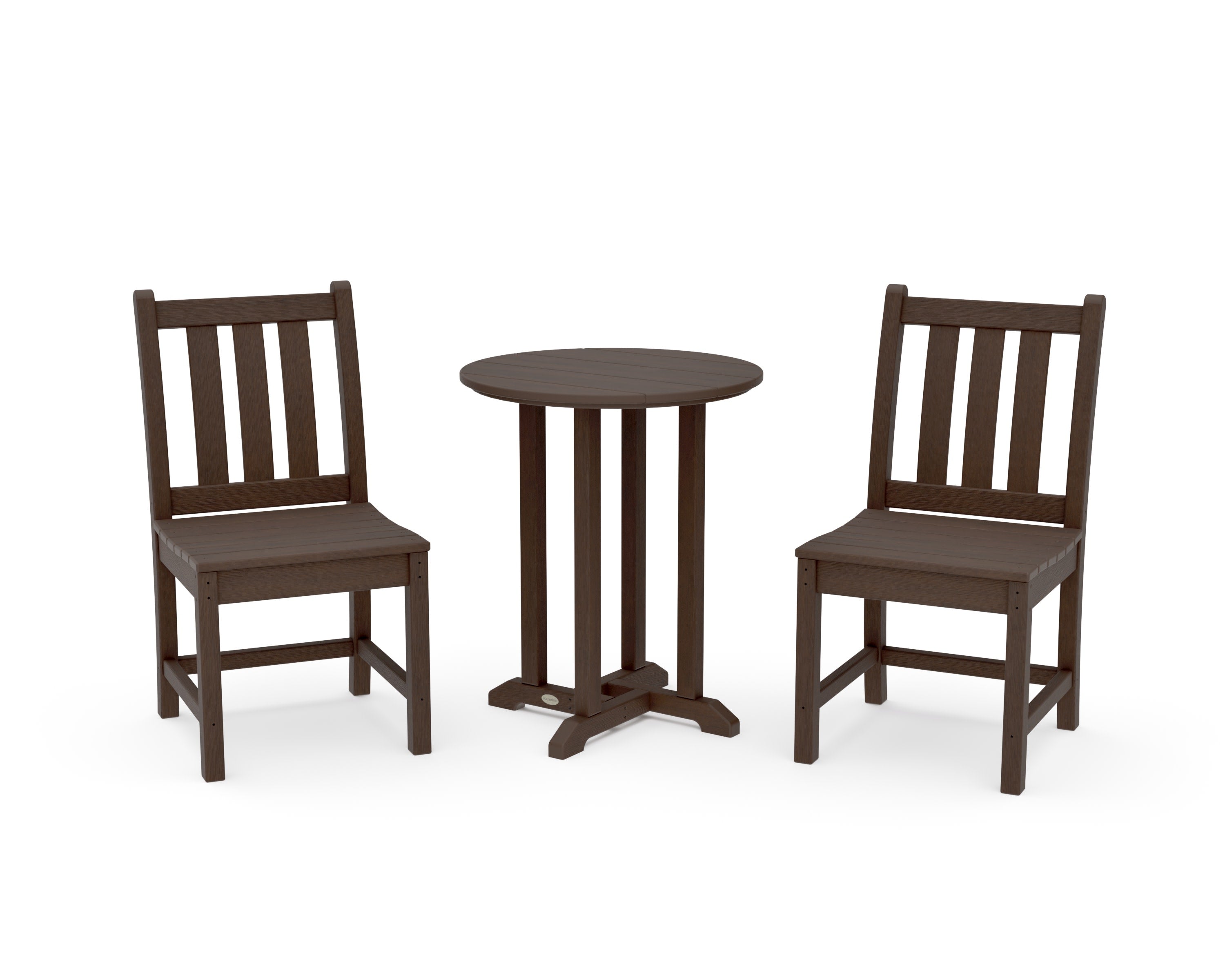 Traditional Garden Side Chair 3-Piece Round Bistro Dining Set in Kona