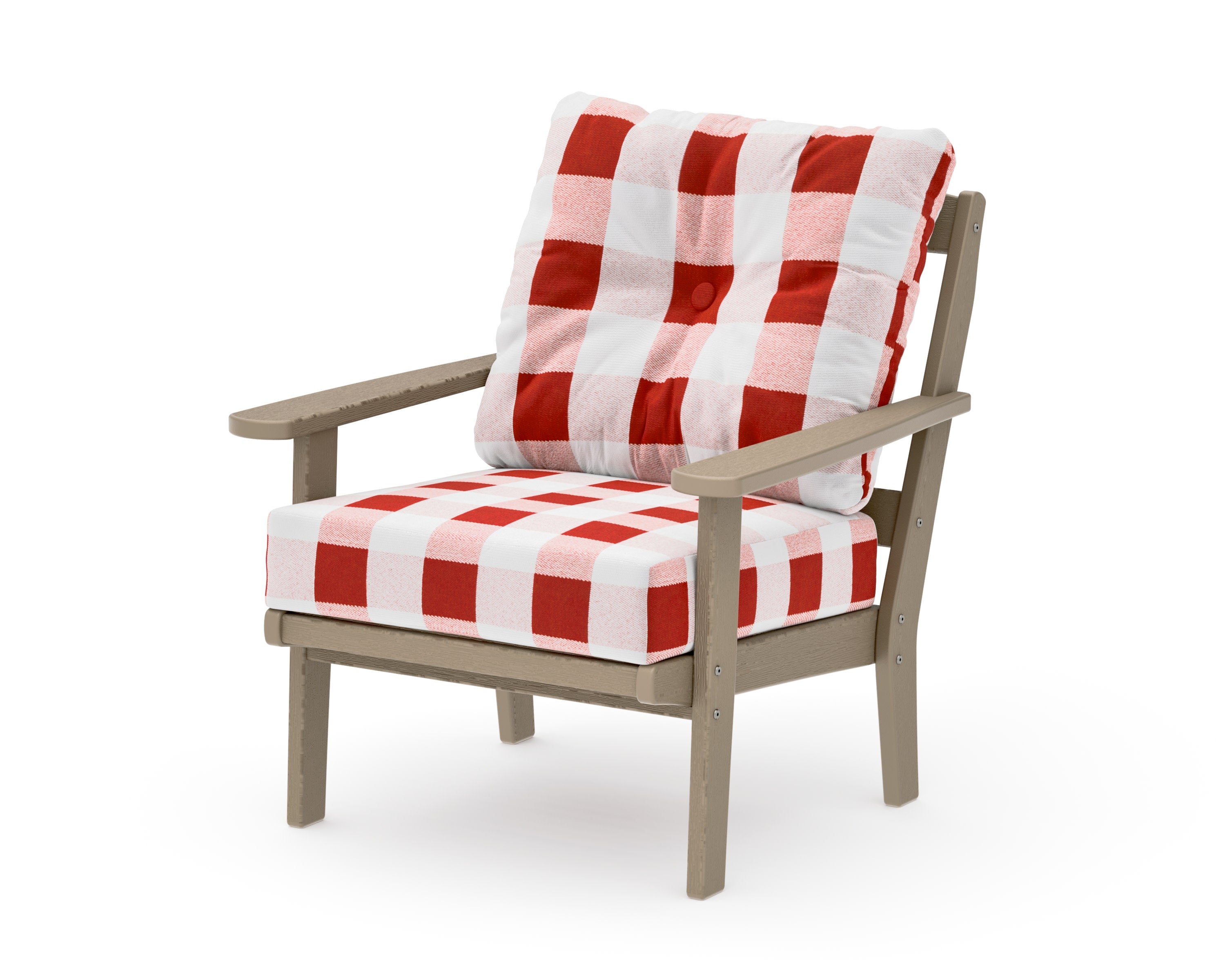 Mission Deep Seating Chair in Vintage Sahara / Buffalo Plaid Crimson