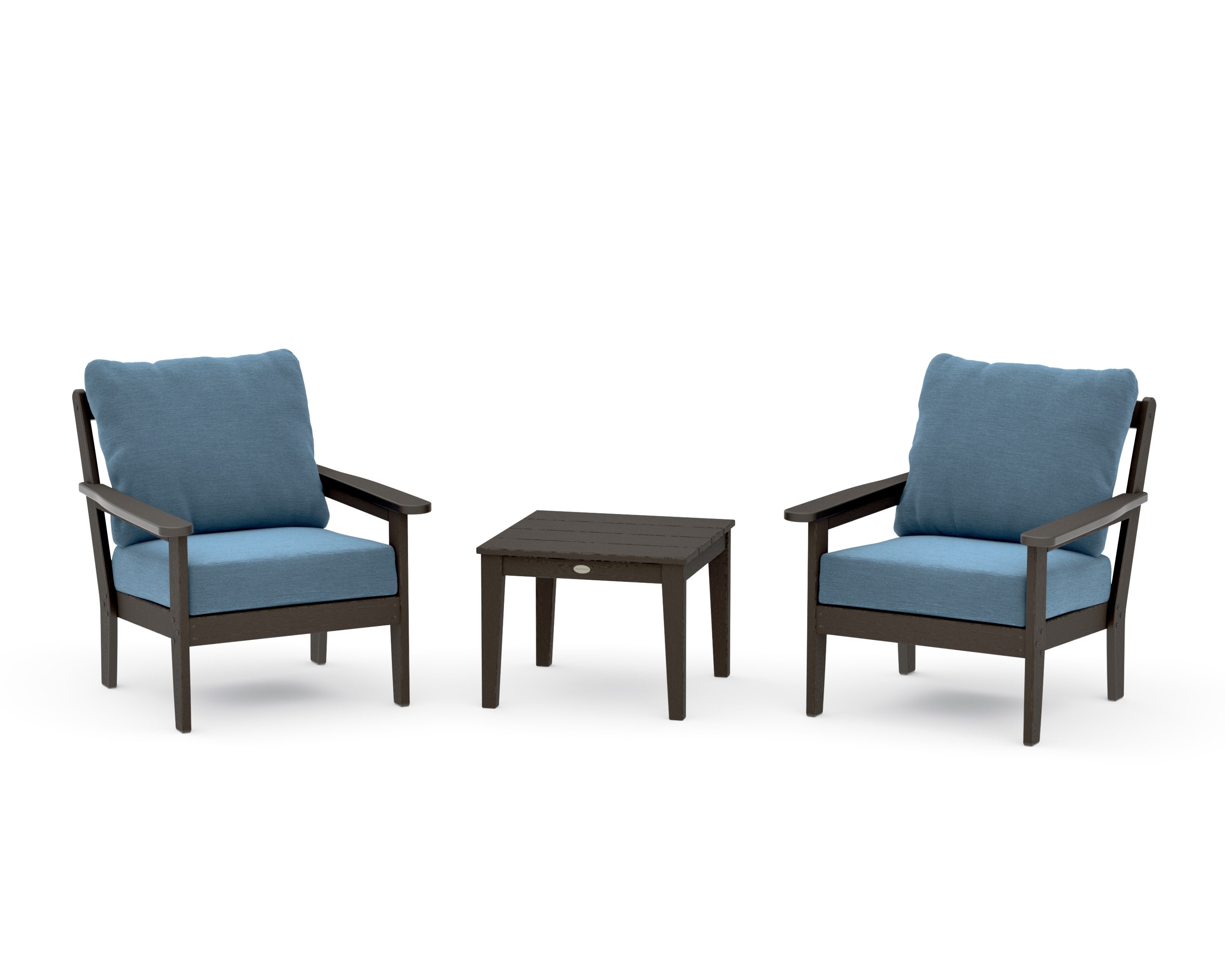 Cottage 3-Piece Deep Seating Set in Vintage Coffee / Sky Blue
