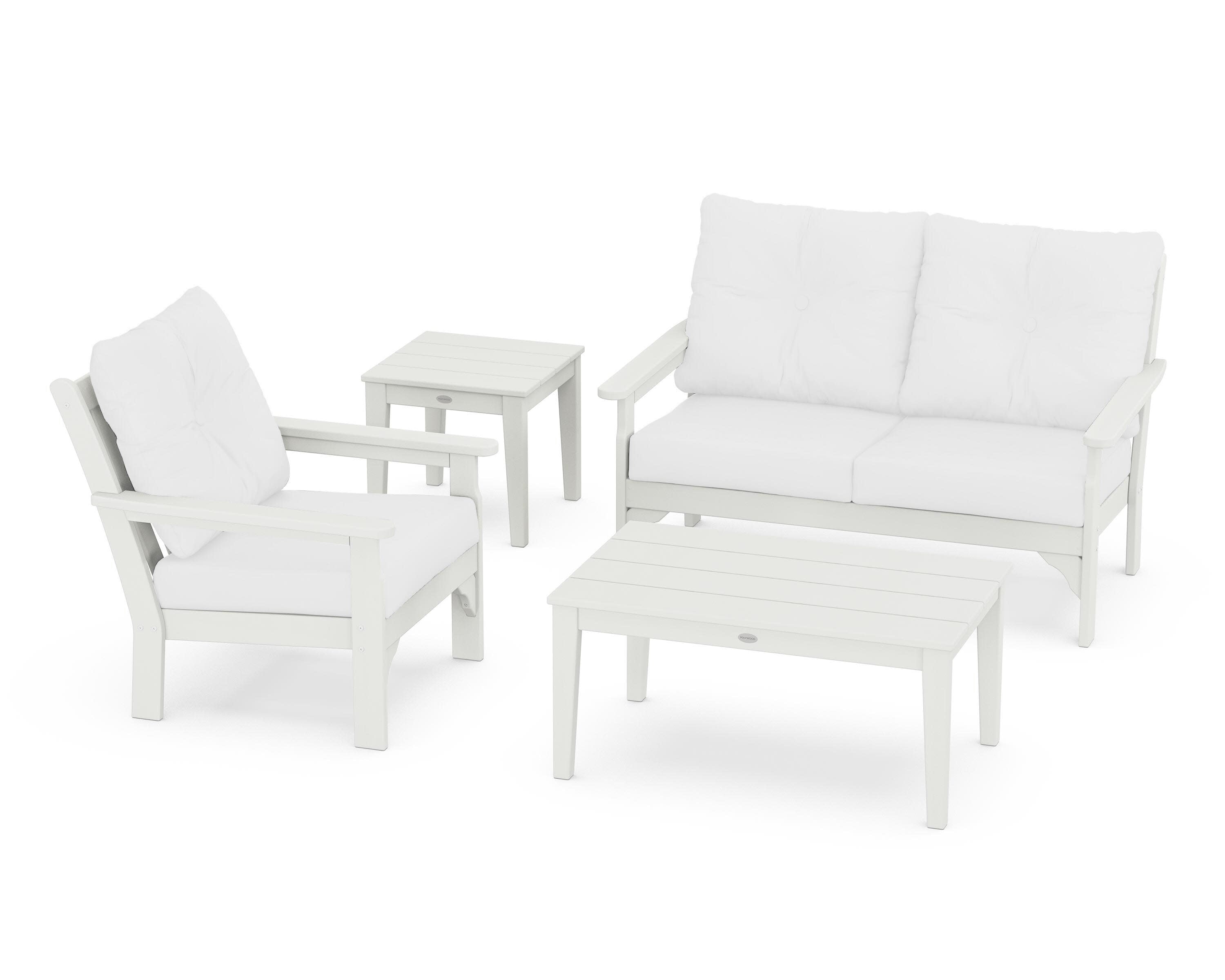 Vineyard 4-Piece Deep Seating Set in Vintage White / Natural