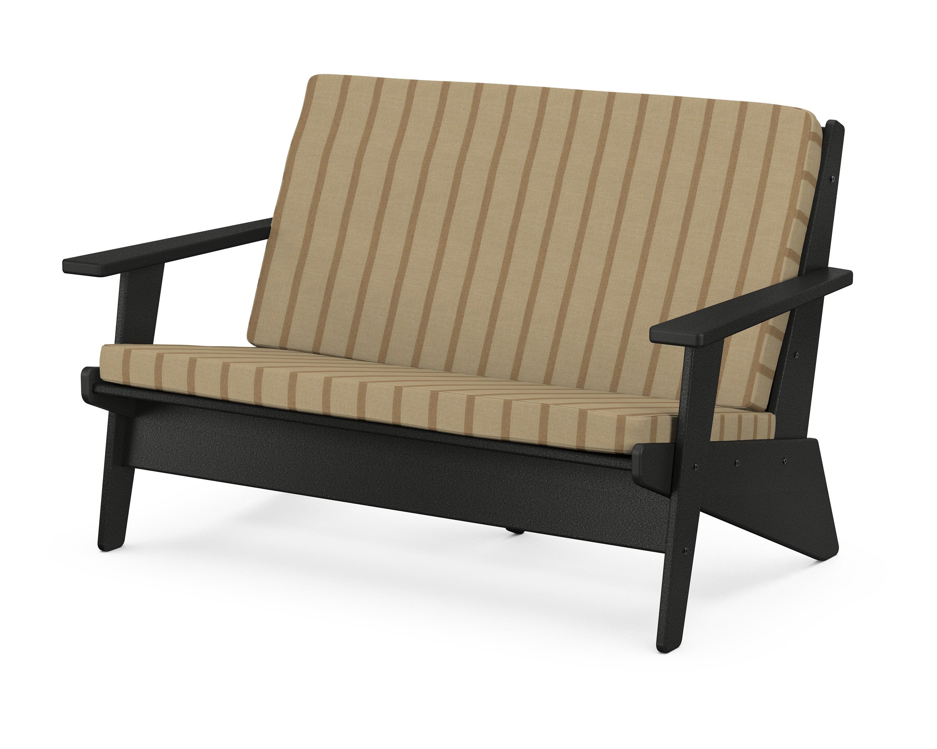 Riviera Modern Lounge Loveseat in Black / Unwind Driftwood