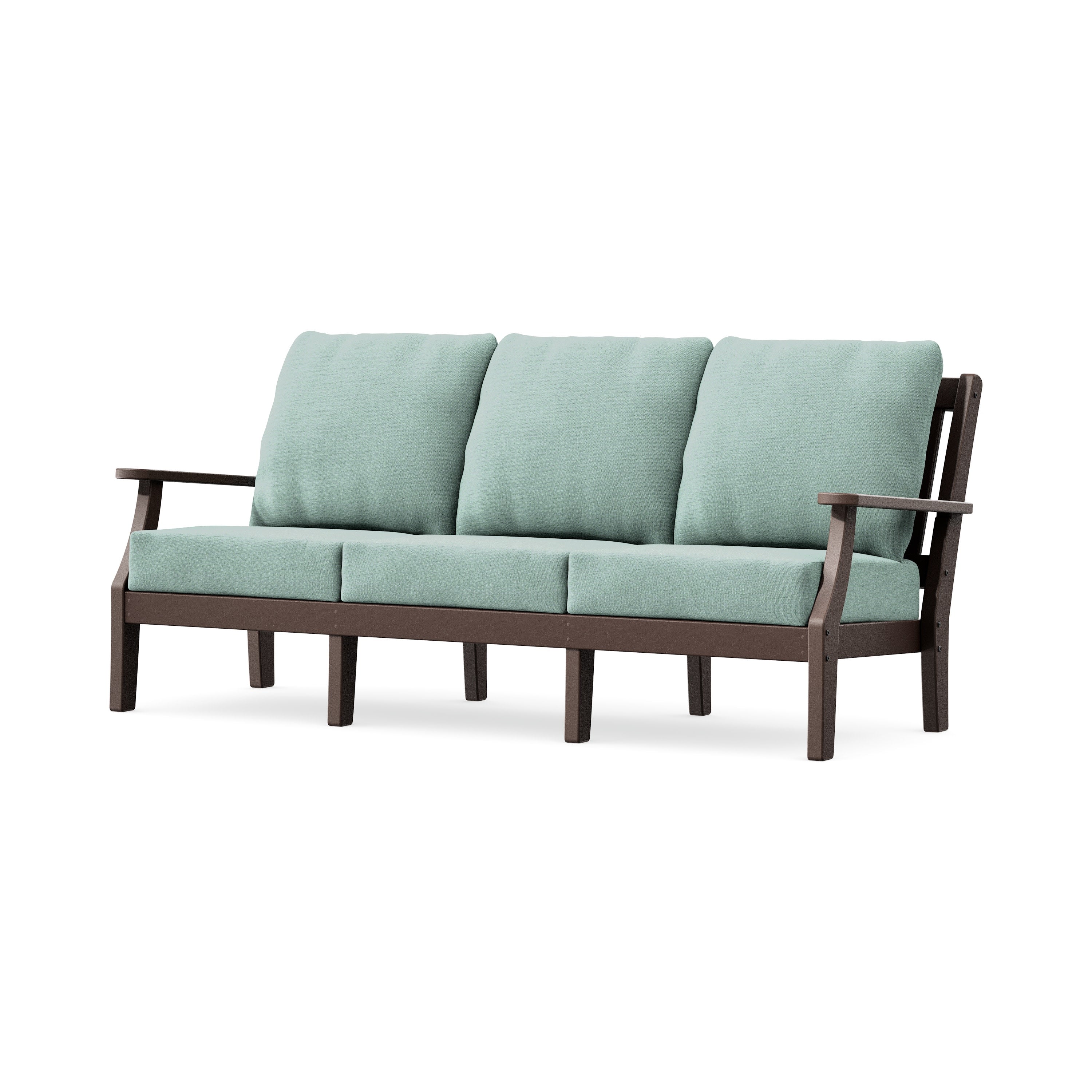 Chinoiserie Deep Seating Sofa in Mahogany / Glacier Spa