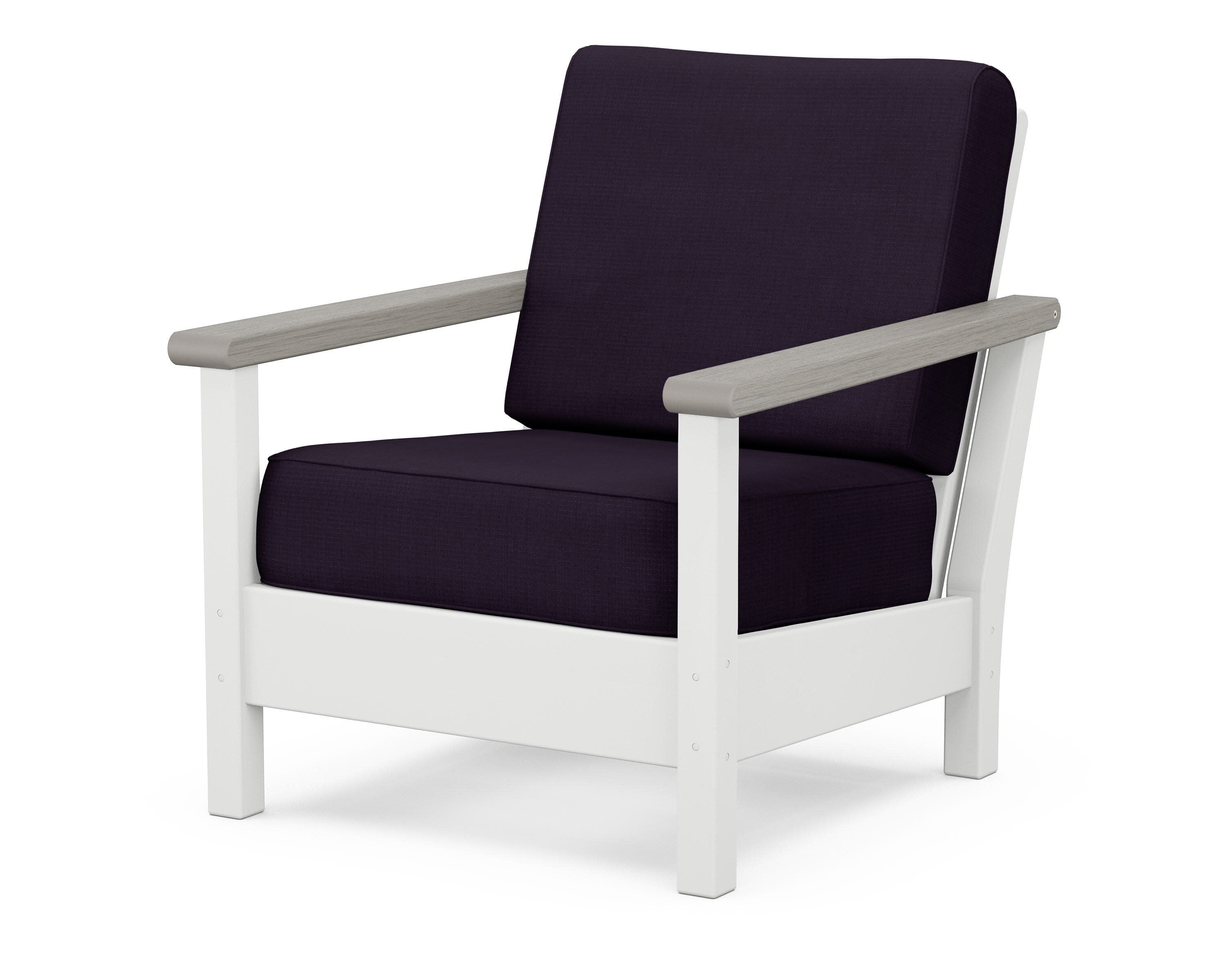 Harbour Deep Seating Chair in White / Driftwood / Navy Linen