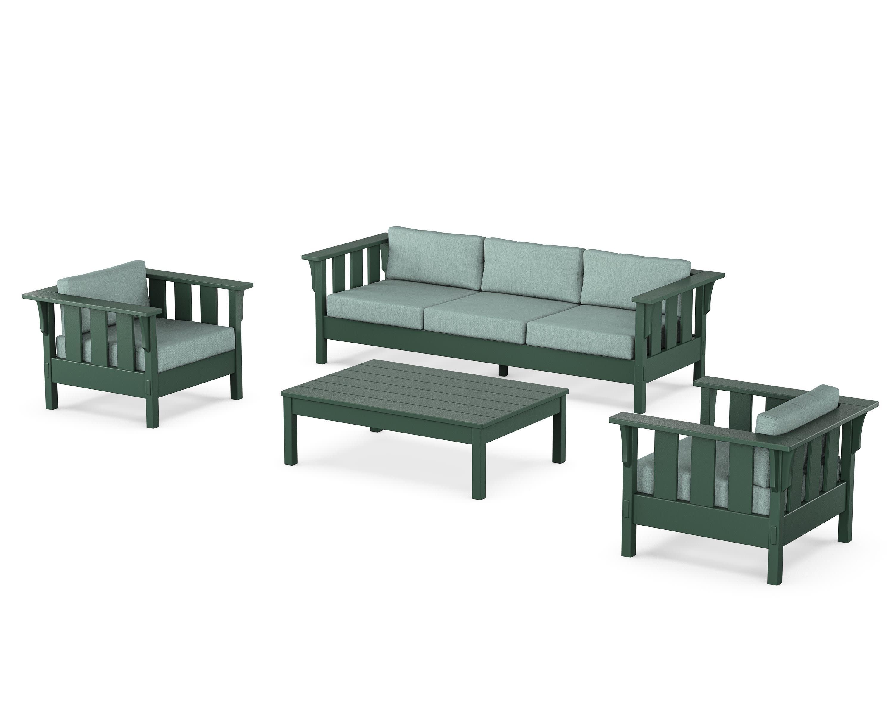 Acadia 4-Piece Deep Seating Set with Sofa in Green / Glacier Spa
