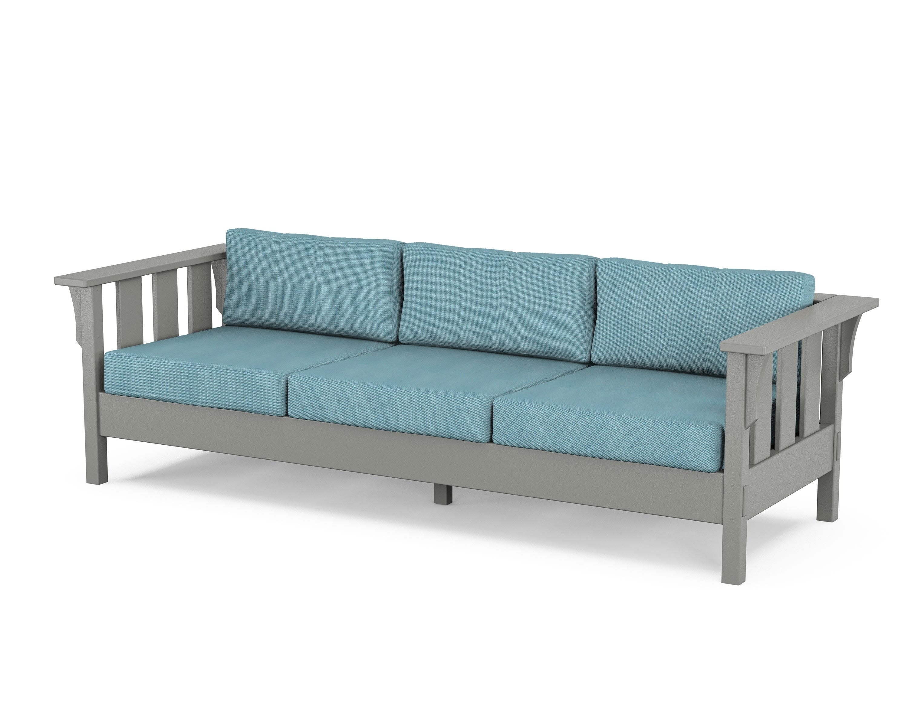 Acadia Deep Seating Sofa in Slate Grey / Lattice Sky Blue