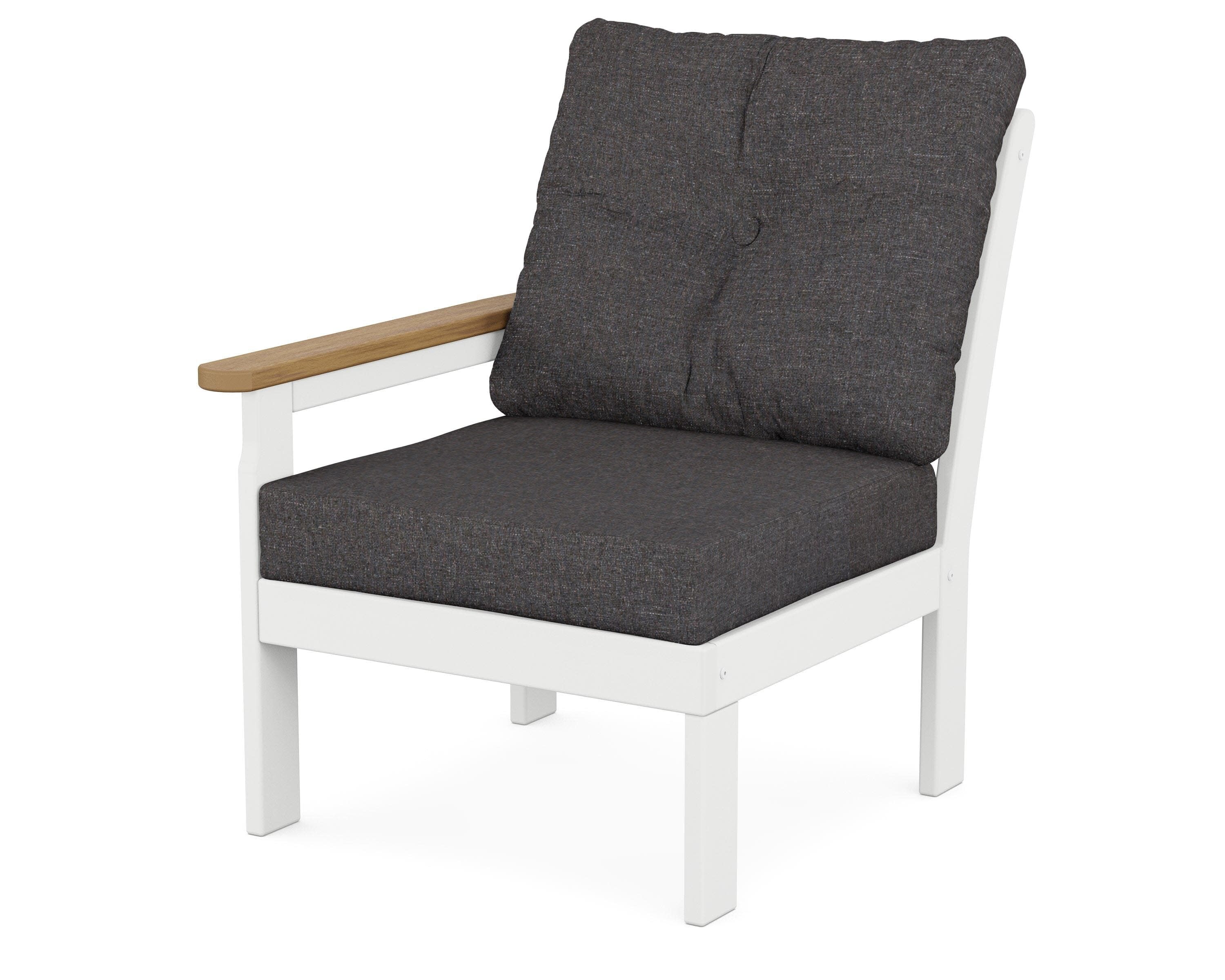 Vineyard Modular Left Arm Chair in White / Natural / Ash Charcoal