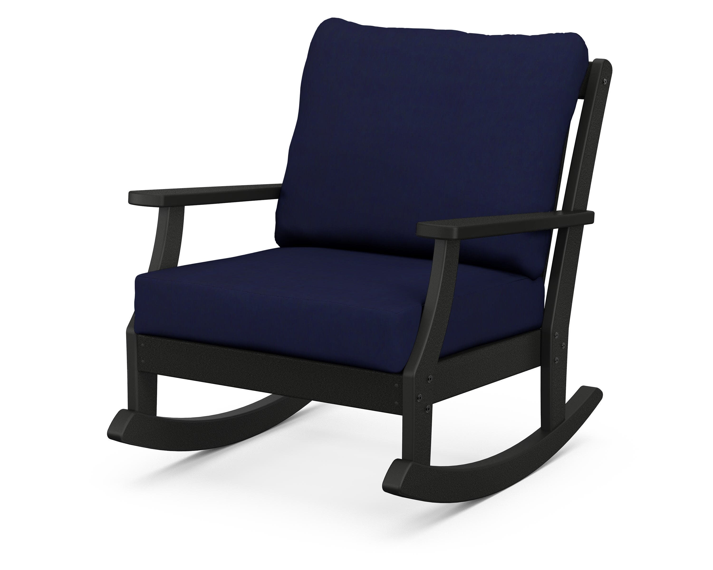 Braxton Deep Seating Rocking Chair in Black / Navy