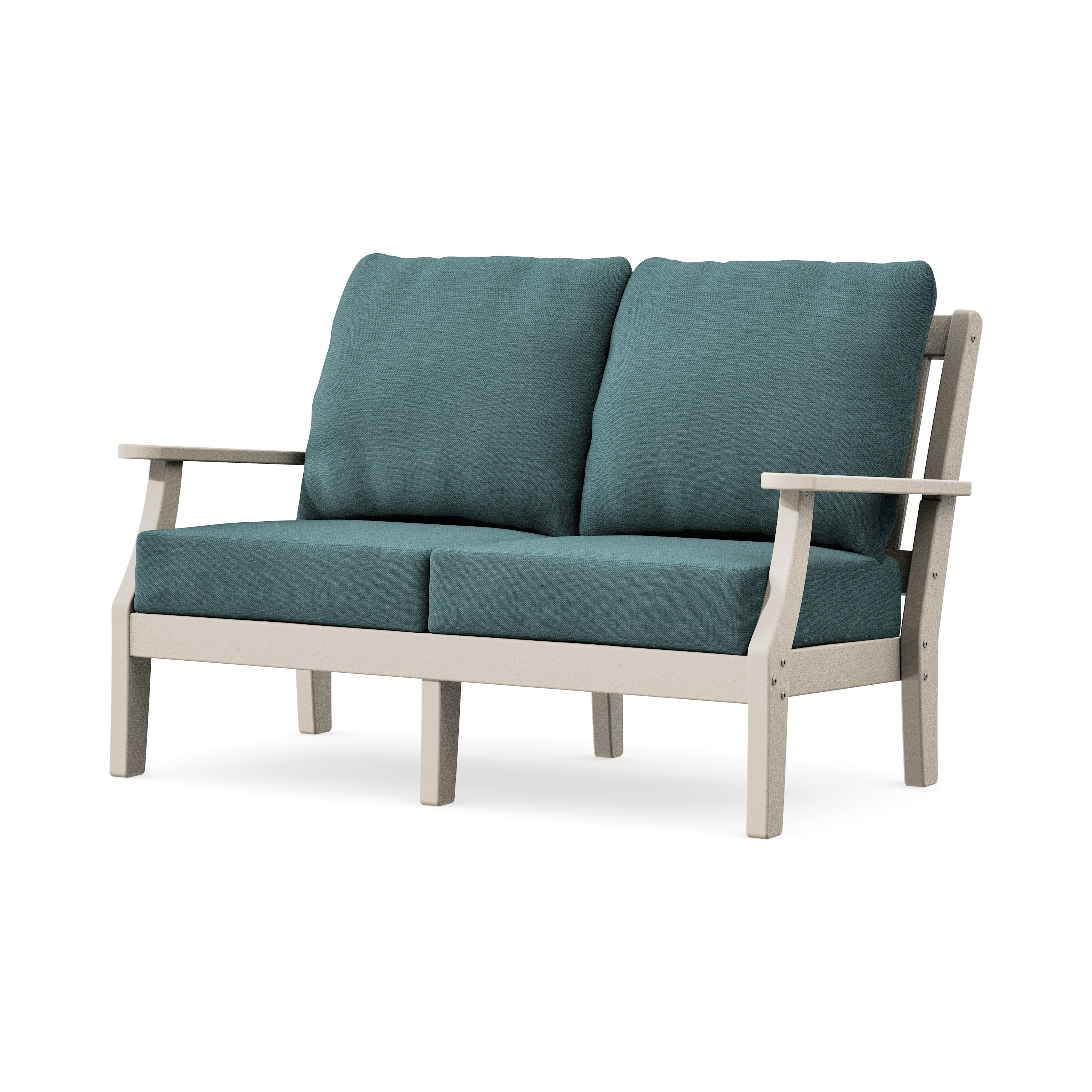 Chinoiserie Deep Seating Loveseat in Sand / Ocean Teal