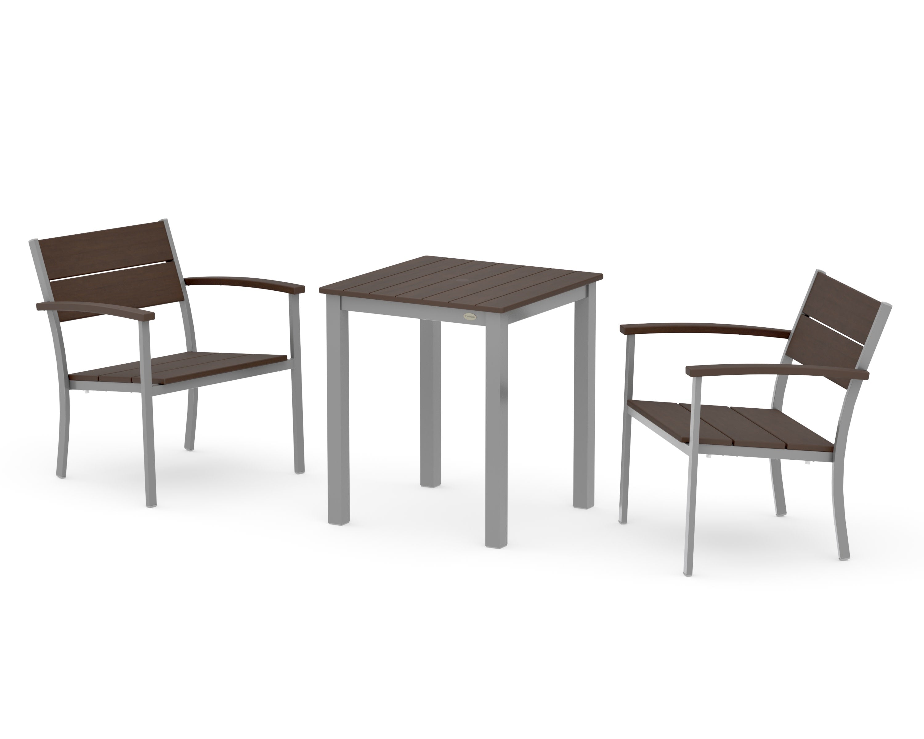 Main Street 3-Piece Square Dining Set in Silver / Kona