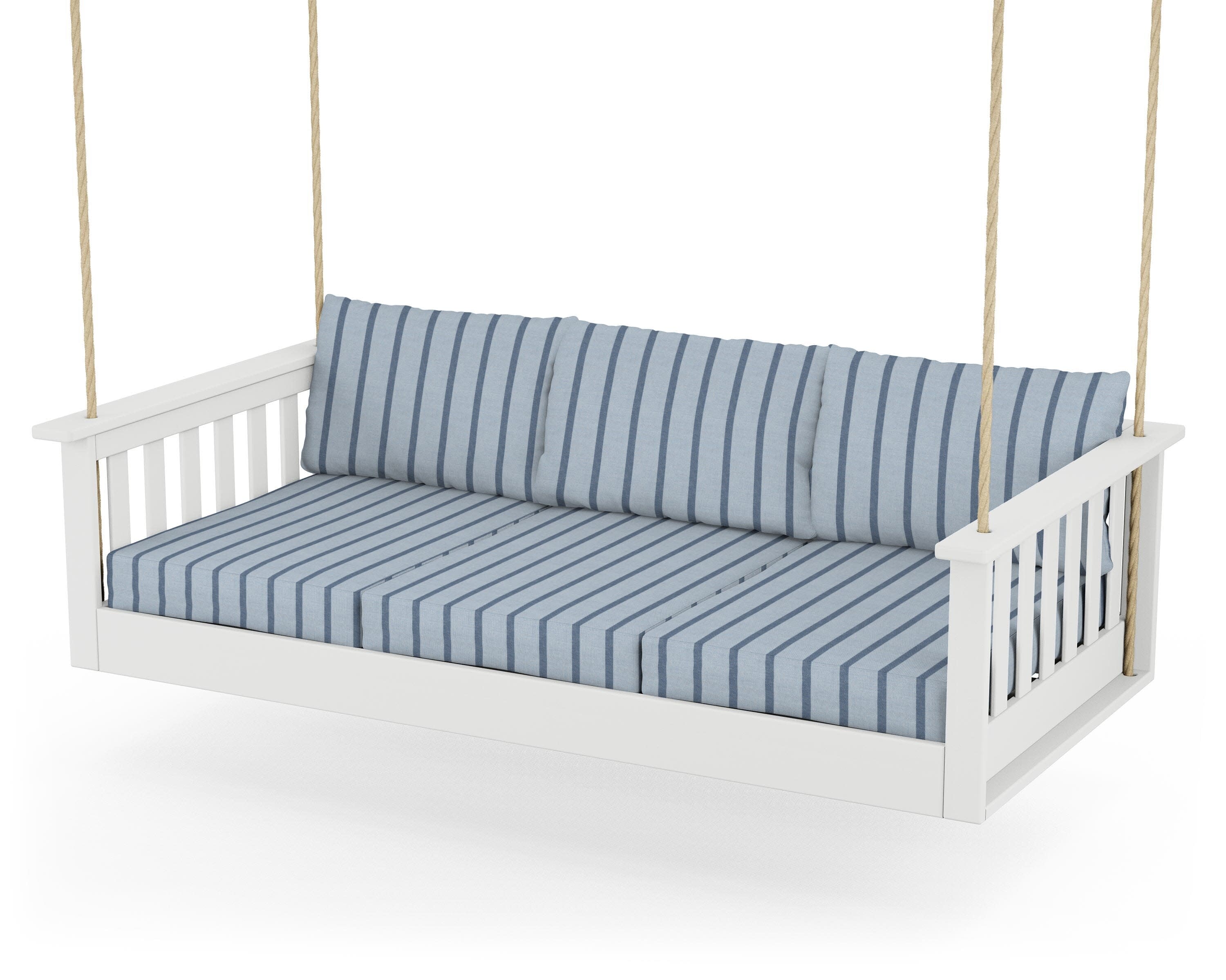 Vineyard Daybed Swing in White / Unwind Sky