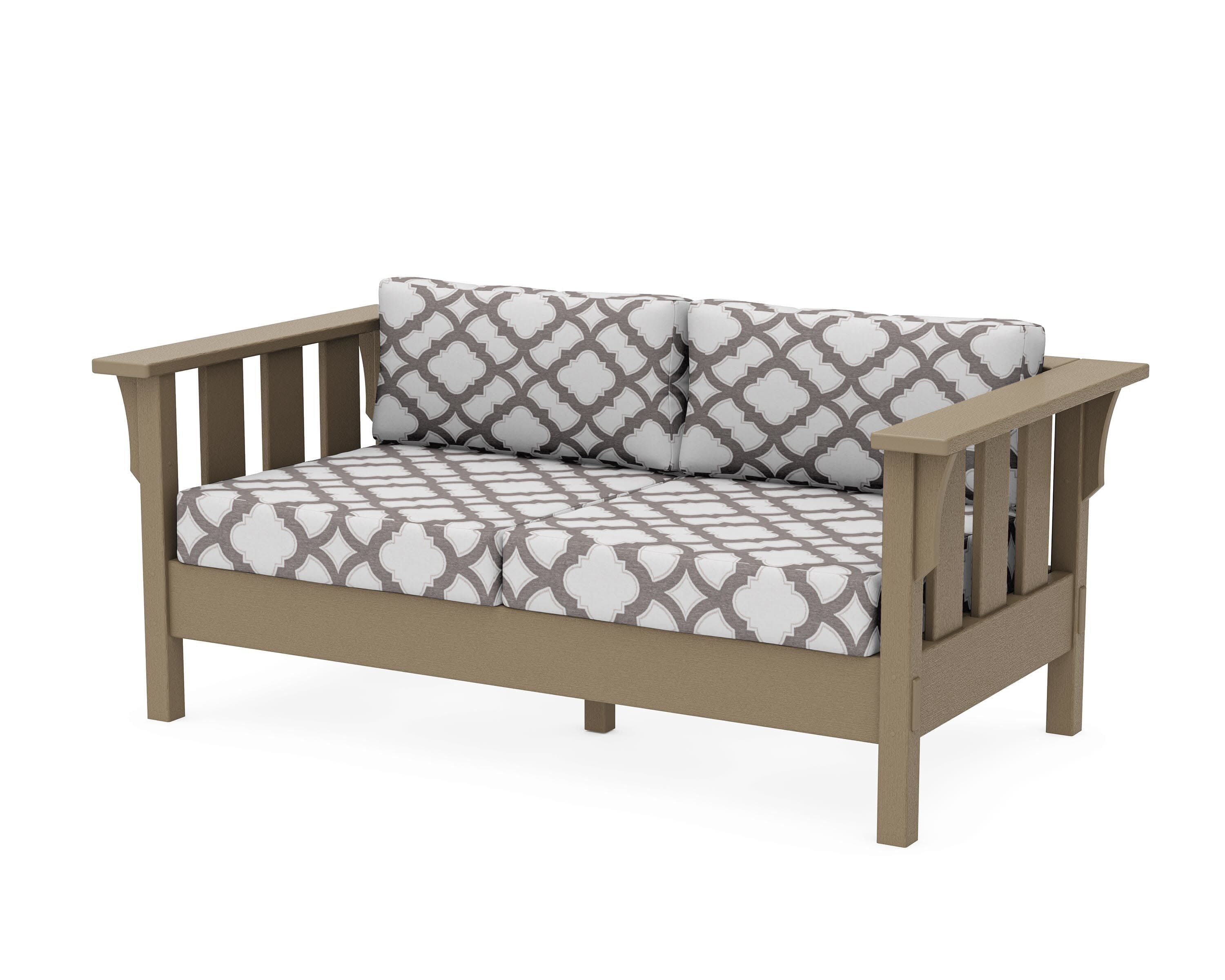 Acadia Deep Seating Loveseat in Vintage Sahara / Trellis Grey Mist