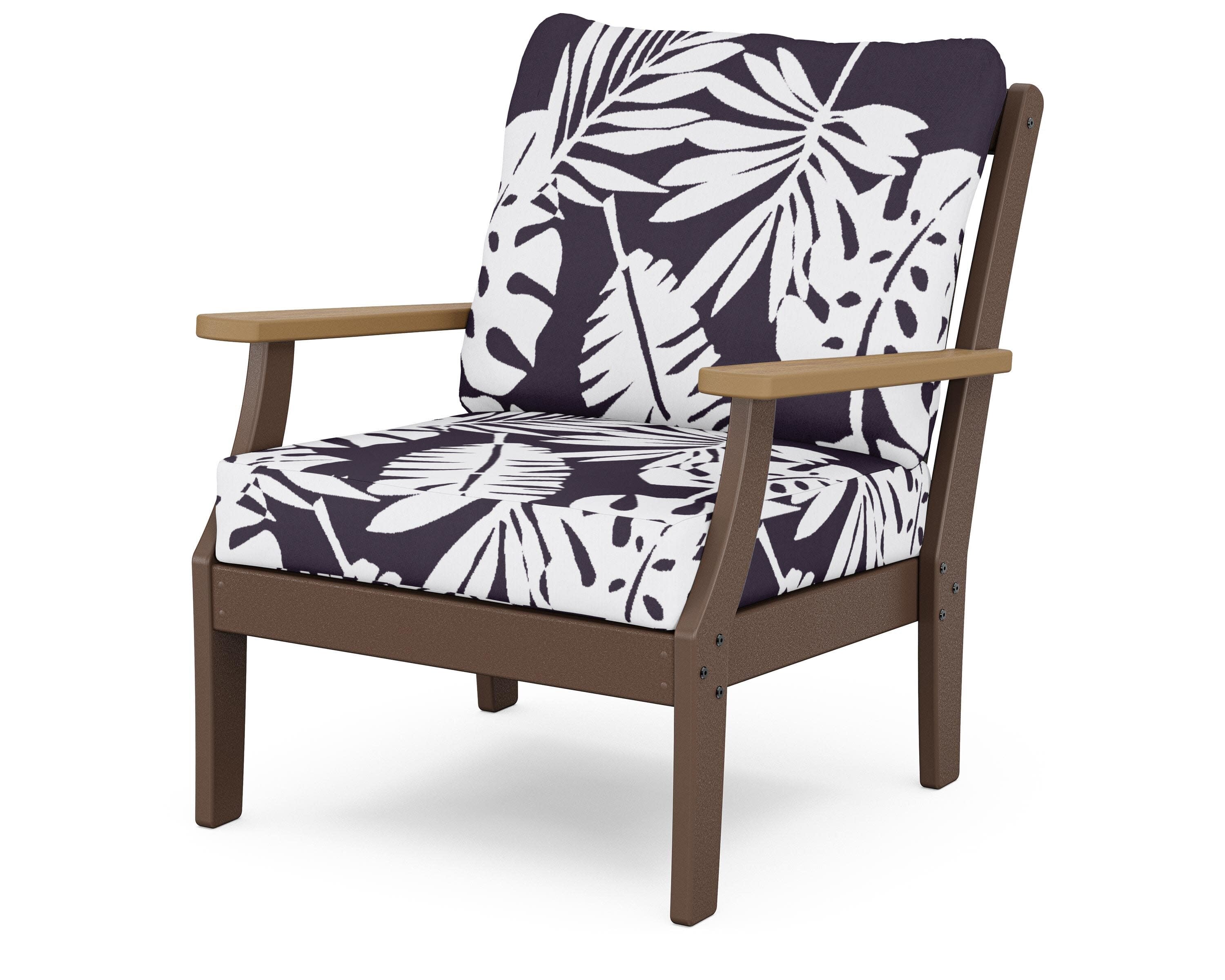 Braxton Deep Seating Chair in Mahogany / Natural / Leaf Navy