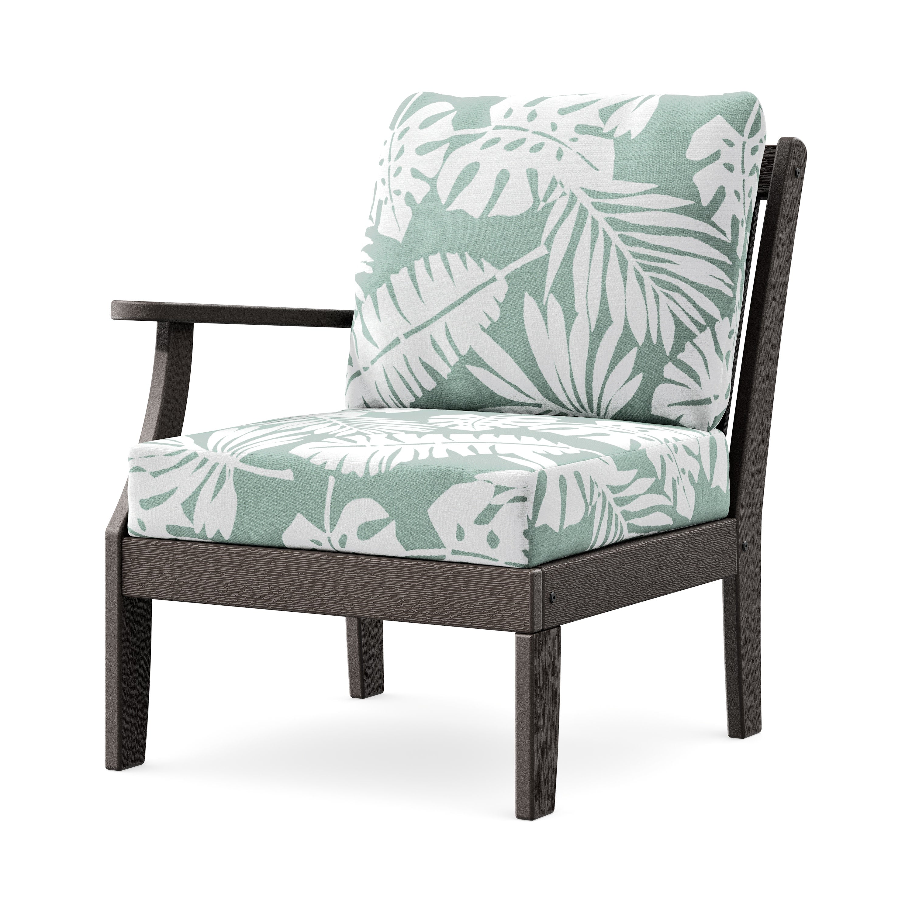 Braxton Modular Left Arm Chair in Vintage Coffee / Leaf Glacier Spa