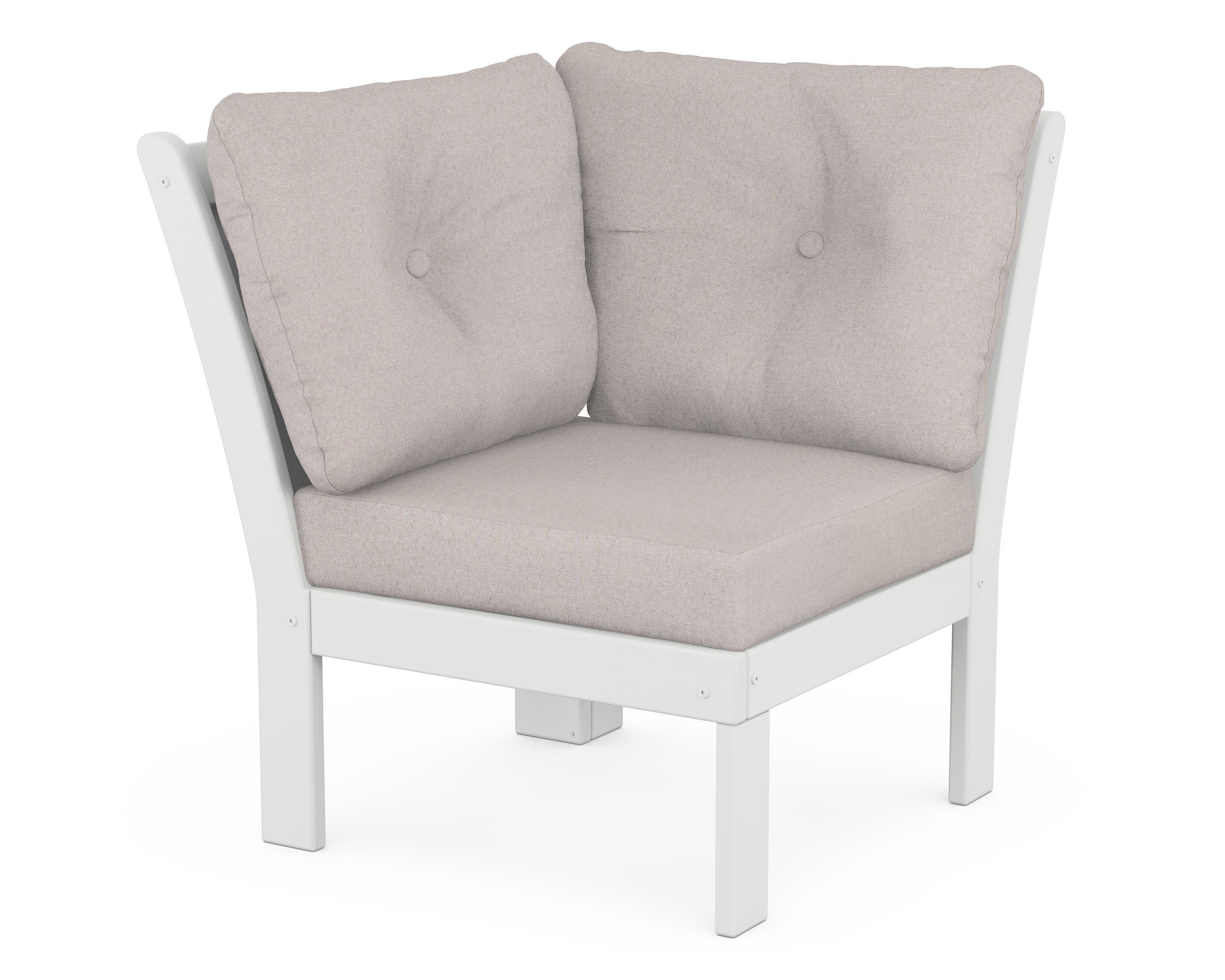 Vineyard Modular Corner Chair in White / Dune Burlap